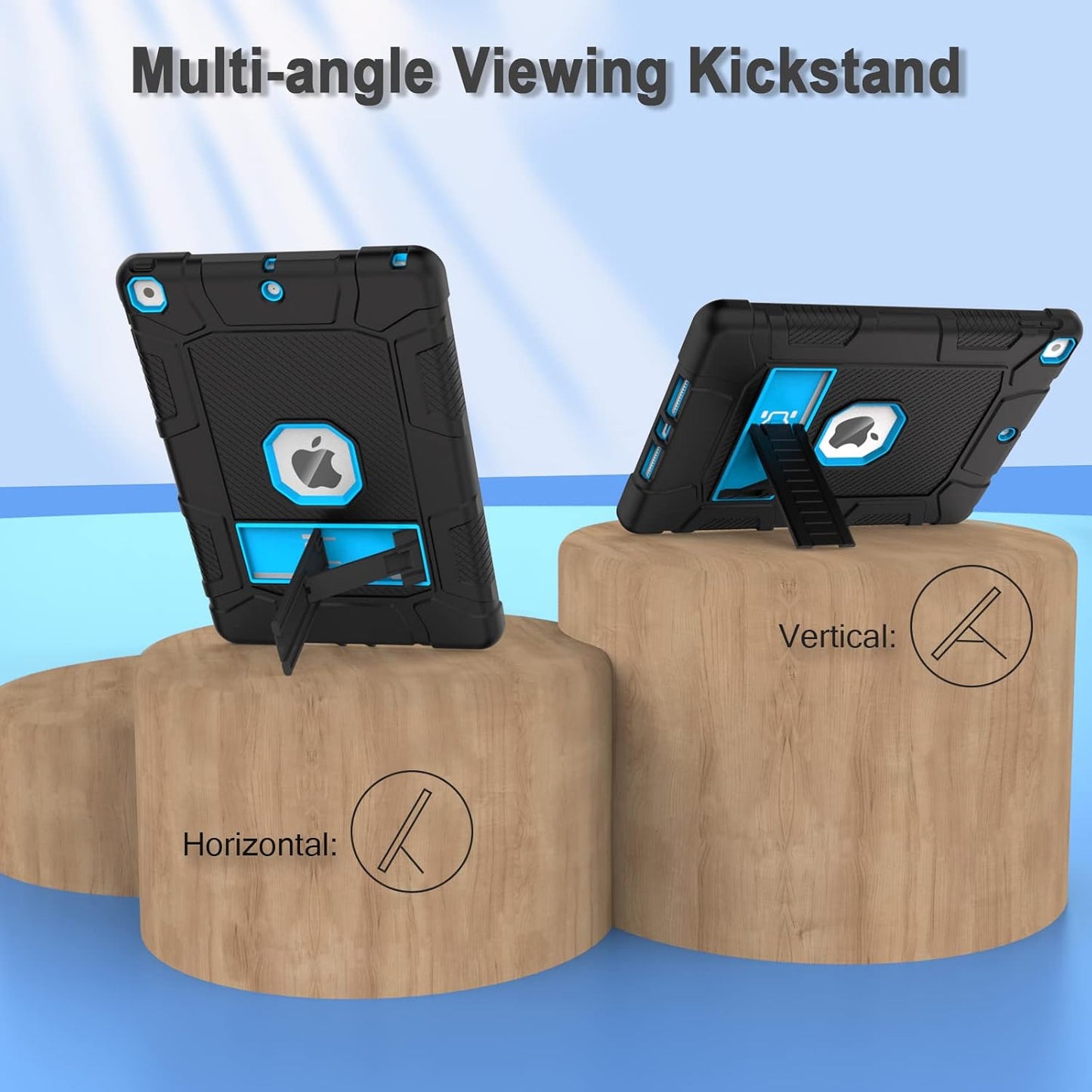 Rantice iPad 9th Generation Case, iPad 8th Generation Case, iPad 7th Generation Case, Hybrid Shockproof Rugged Drop Protection Cover with Kickstand for iPad 10.2'' 2021/2020/2019 Released(Black+Blue)