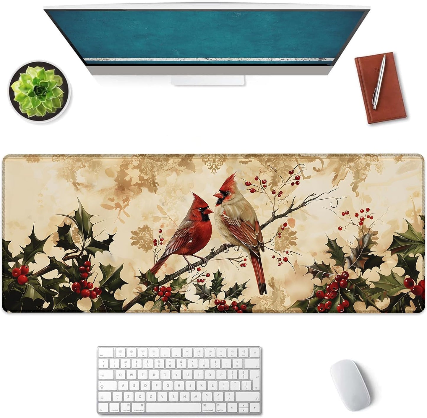 Cardinal Large Mouse Pad, Gaming Mouse Pad, Keyboard Mat, Non-Slip Rubber Base, Office Accessories, Desk Mat, MousePads for School, Work, Home Decor Gifts 31.5" x 11.8"
