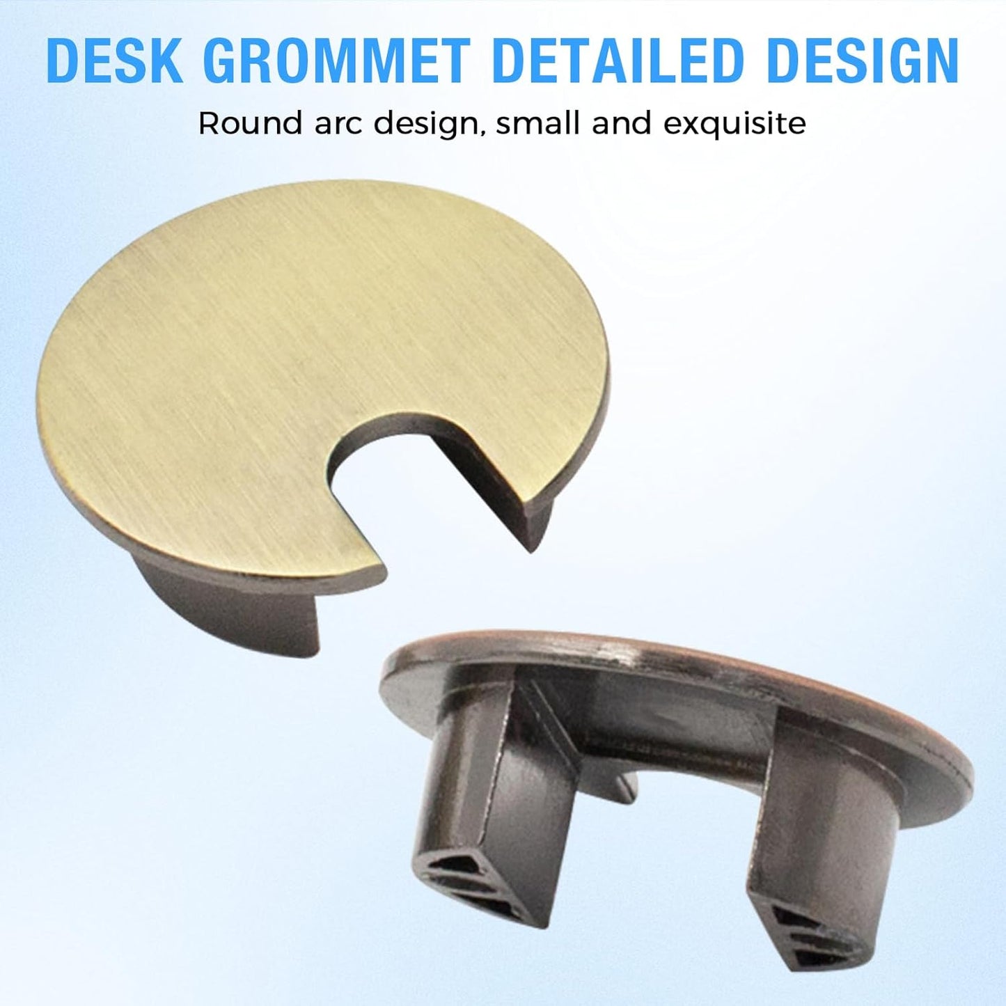 Desk Grommet 1-3/8" (35 mm), Desk Cord Hole Cover, Cable Grommet Metal Zinc Alloy Materilal, Desk Hole Grommet for Office and Home Table Cable, Detachable Cable Cord Organizer (Matte Silver 2 Pcs)