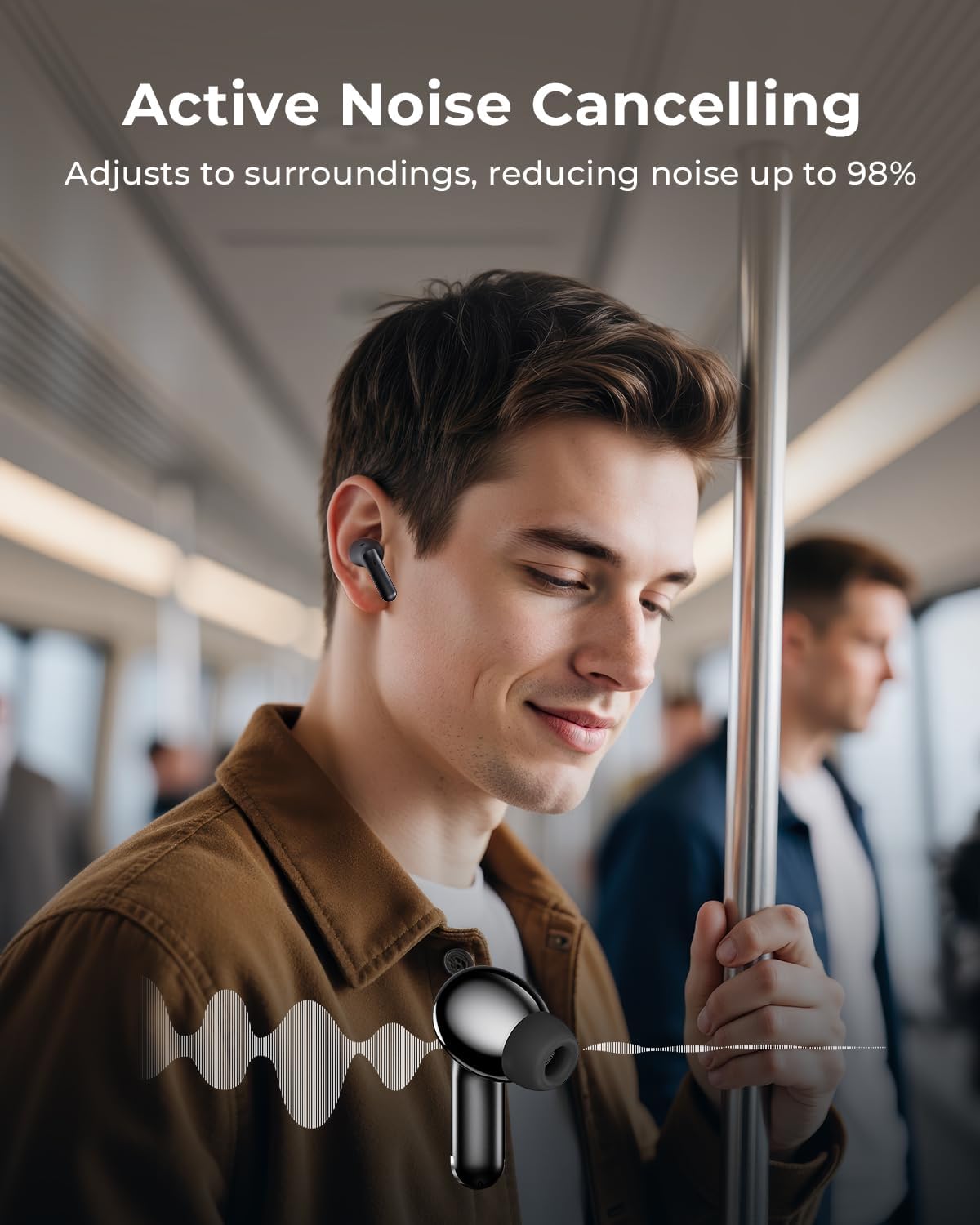 Wireless Earbuds, Ear Buds Active Noise Cancelling with Charging Case, 6.0 Bluetooth Earbuds with AI Clear Calls, 40H Playtime for Sports & Working, Stereo Sound Headphones for iPhone/Android/iPad