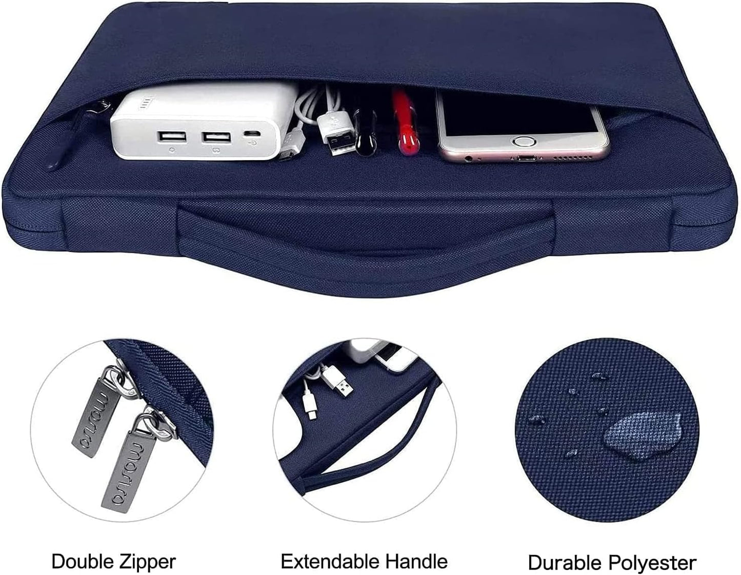 MOSISO Compatible with MacBook Air 13 inch Case 2025 2024 2023 2022 M4 A3240 M3 A3113 M2 A2681, Hard Shell&Sleeve Bag&Keyboard Skin&Webcam Cover&Screen Film for MacBook Air 13.6 inch, Navy Blue