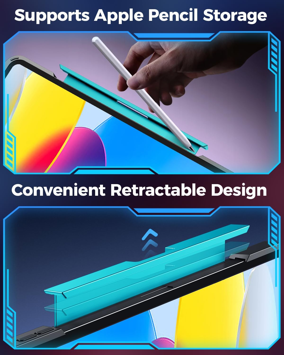 SIBEITU Keyboard Case for iPad A16 11th Gen 11" 2025 & 10th Gen 10.9" 2022, Clear Wireless Keyboard Protective Cover with Multi-Touch Trackpad, 7-Color Backlight & 3-Brightness, 360 Rotatable, Blue