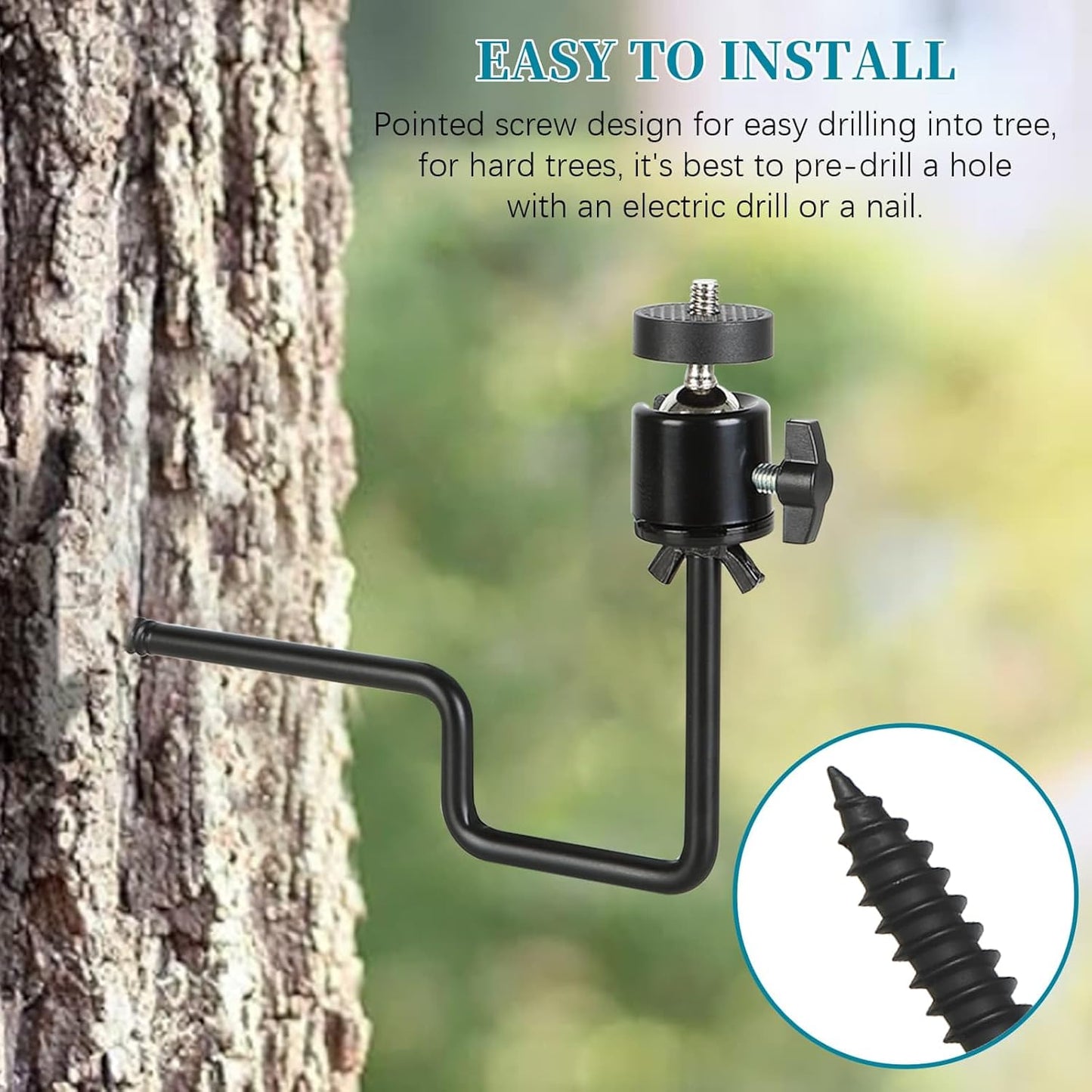 5Pcs Trail Camera Tree Mount, 1/4" x 20 Screw 360° Rotatable Interface Screw Mounting Bracket for Trail Cameras, Security Camera Holder, Hunting Accessories for Game Cam Solar Panels, etc.