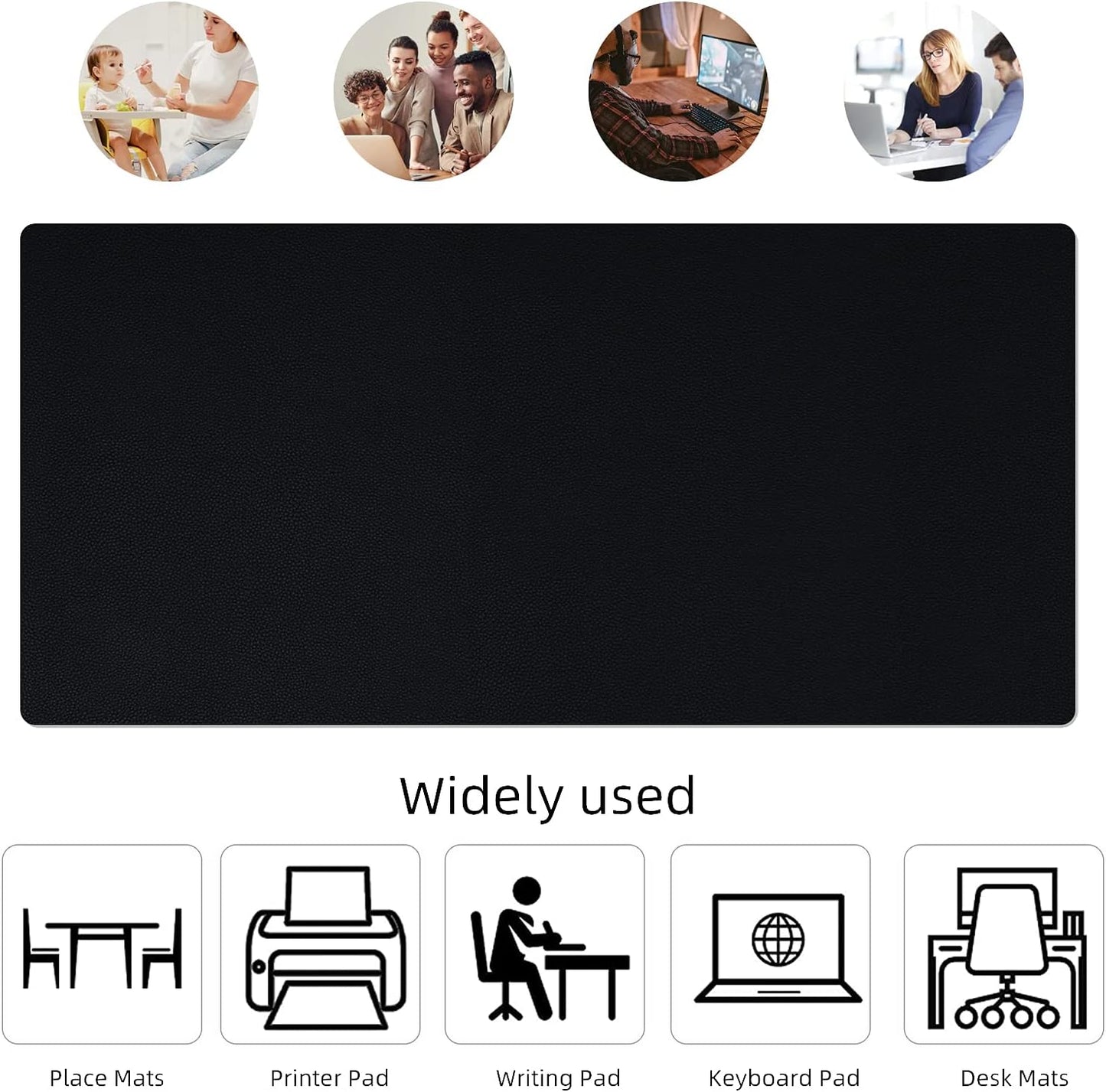 KINGFOM Desk Pad Office Desktop Protecter, PU Leather Desk Mat Blotters Organizer with Comfortable Writing Surface (47.2" x 23.6", Black+Red)