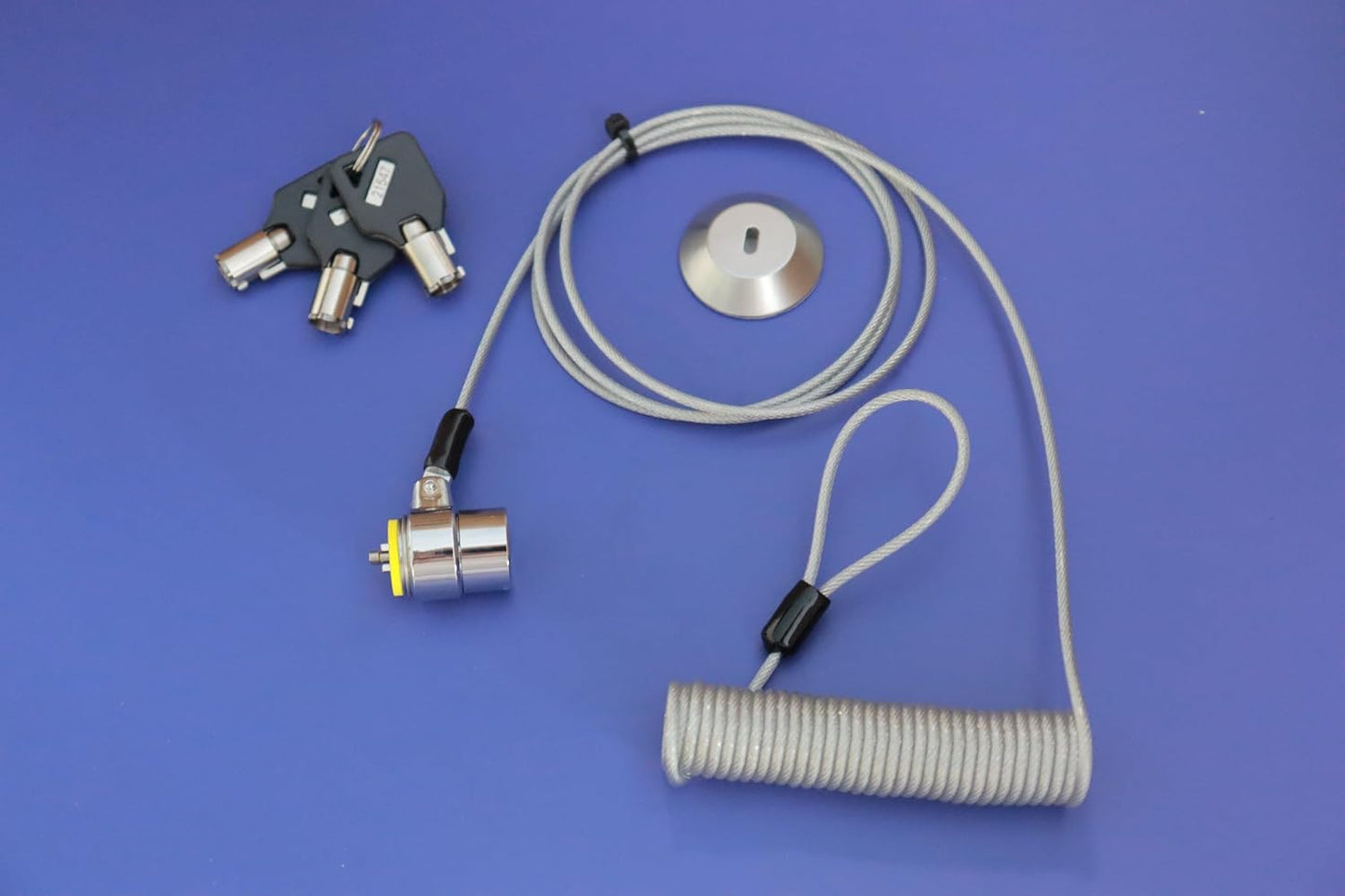 10-Foot Retractable Anti-Theft Steel Cable Lock with Lock Plate, Suitable for laptops, Tablets, Monitors, and Mobile Phones (Silver, 1 Pack)