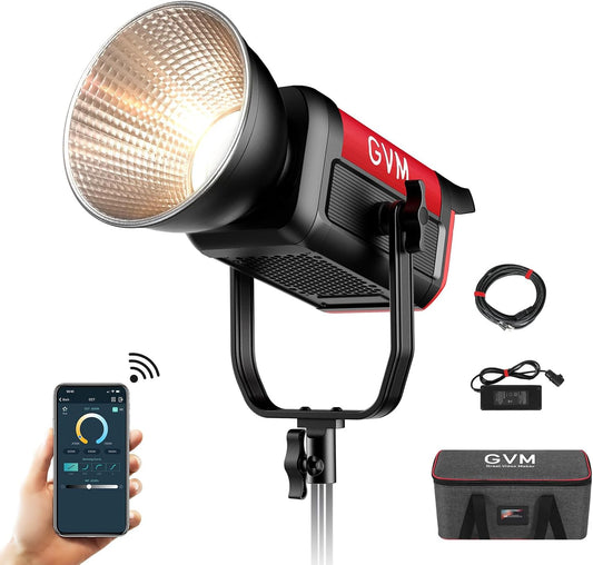 GVM LED Video Light Studio, 200W Studio Light Continuous Lighting Kit for Bluetooth Mesh Network/DMX Control, 45400lux/1m Photography Lighting Kit with Video Recording,12 Lighting Effects