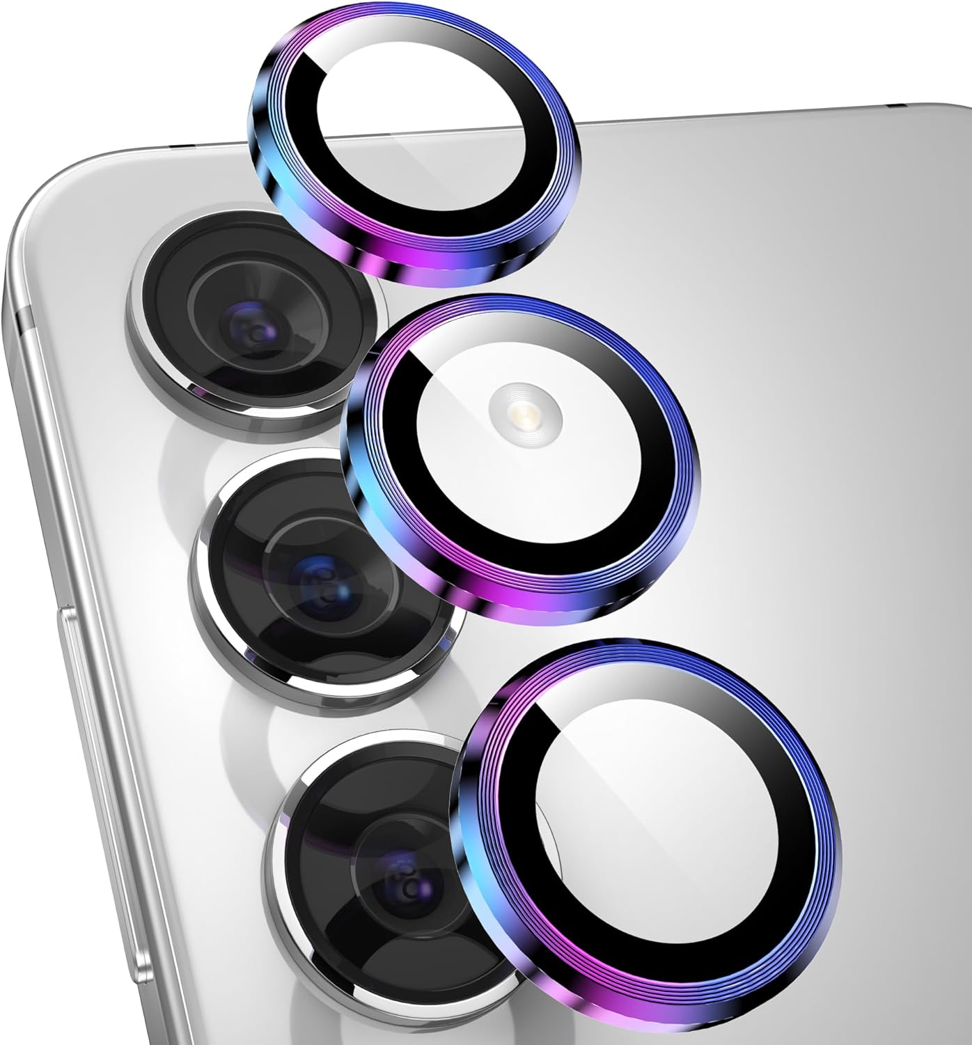 YWXTW Camera Lens Protector for Samsung Galaxy S24 Plus Accessories, 9H Tempered Glass Metal Individual Ring Camera Cover Screen Protector for S24 Plus, Case Friendly, Anti Scratch (Multi-Coloured)