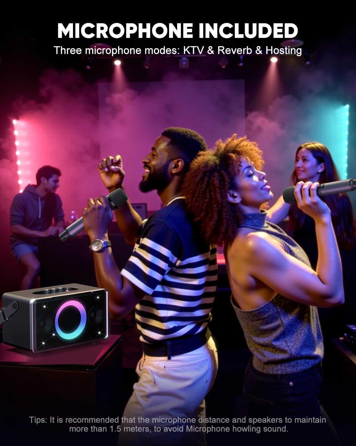 GFEEN Portable Bluetooth Speaker: 100W(160W Peak), 15H Playtime, Wireless Speakers with Microphone, 5″ Subwoofer, Loud Sound, Light Show, Fast Charging for Outdoor, Party, Backyard(Silver with 2Mic)