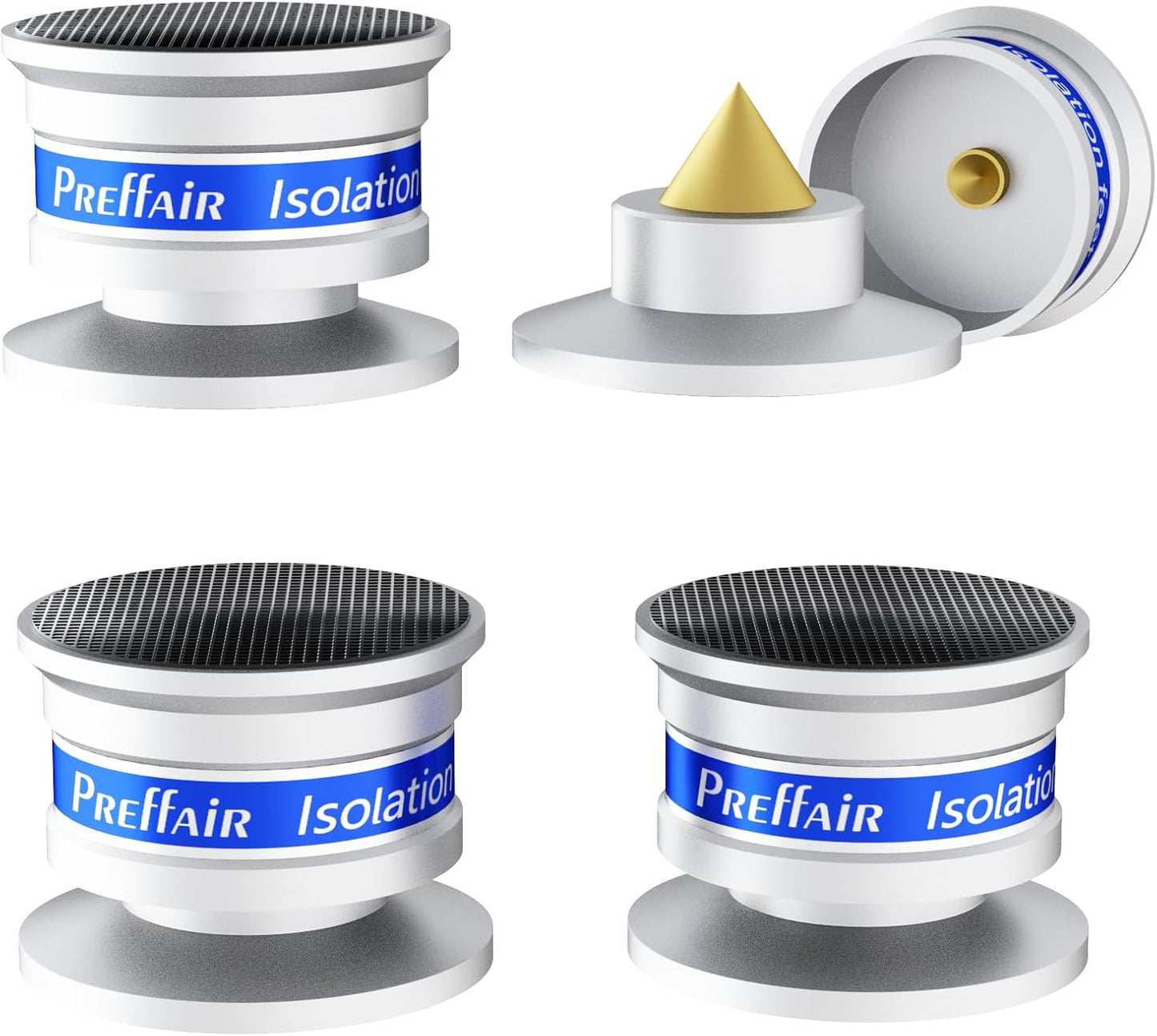 Preffair HiFi Speaker Isolation Feet Spikes, Aluminum Shockproof Turntable Stand Feet, Speaker Floor Protector Mat, Adjustable Subwoofer Vibration Absorber, Non-Slip LP Vinyl Record Player Base Pad.