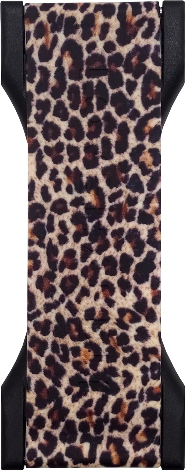 LOVEHANDLE PRO Premium Phone Grip - Silicone Phone Strap - Magnetic Phone Mount and Kickstand for Smartphone and Tablet - Leopard