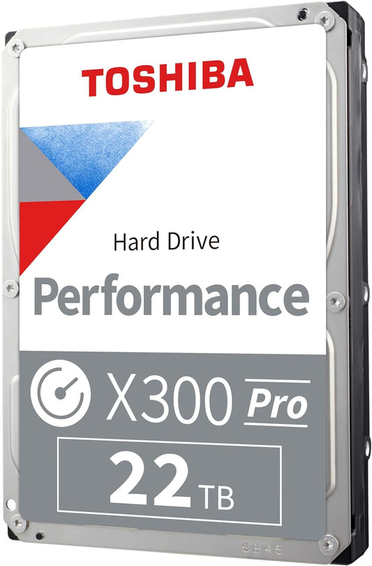 Toshiba X300 PRO 22TB High Workload Performance for Creative Professionals 3.5-Inch Internal Hard Drive – Up to 300 TB/Year Workload Rate CMR SATA 6 Gb/s 7200 RPM 512 MB Cache - HDWR62CXZSTB