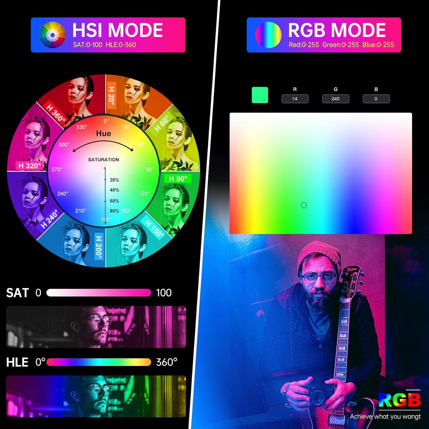 GVM 300C RGB Video Light, 300W Studio Light 2000K-10000K,48,200 Lux@ 1m with Reflector Photography Lighting with Bowens Mount & DMX Control, Studio Light for Film Recording,16 Lighting Effects