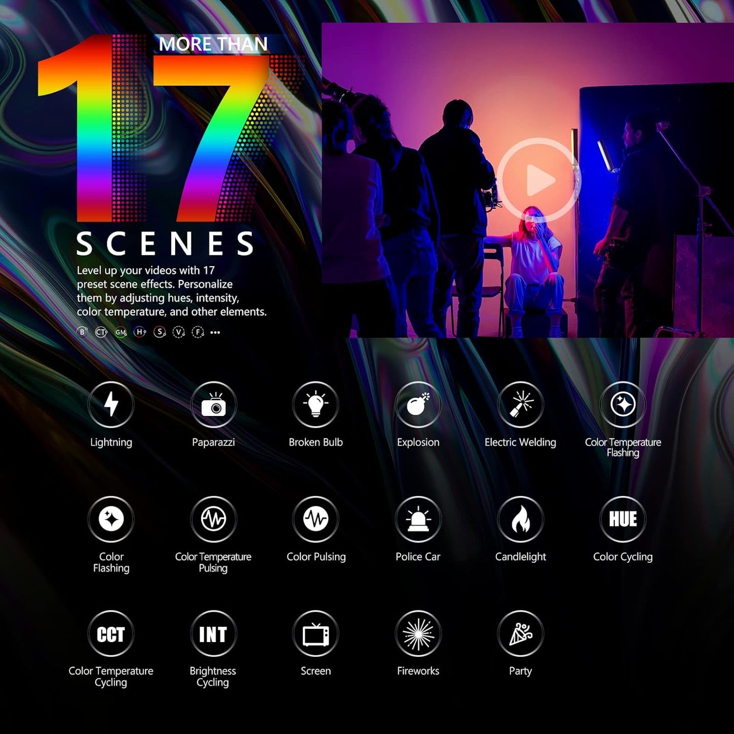 NEEWER RGB LED Video Light Stick, Touch Bar & APP Control, Magnetic Handheld Photography Lighting Wand, Dimmable 3200K~5600K CRI98+ Full Color LED Light with 6400mAh Battery, 17 Scenes, RGB1