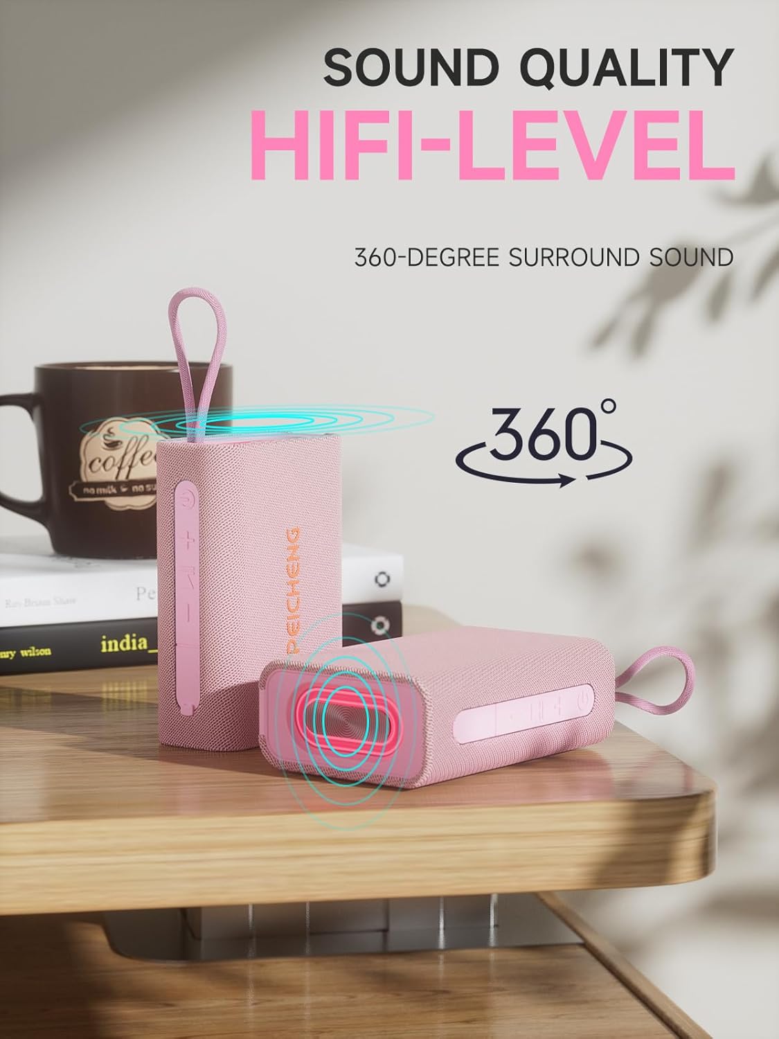 Speaker, Portable Wireless Bluetooth Speakers, Waterproof Loud Stereo Sound with RGB Lights TWS Paire Long Playtime for Home/Party/Outdoor, Electronic Gadgets(1PCS, Pink)