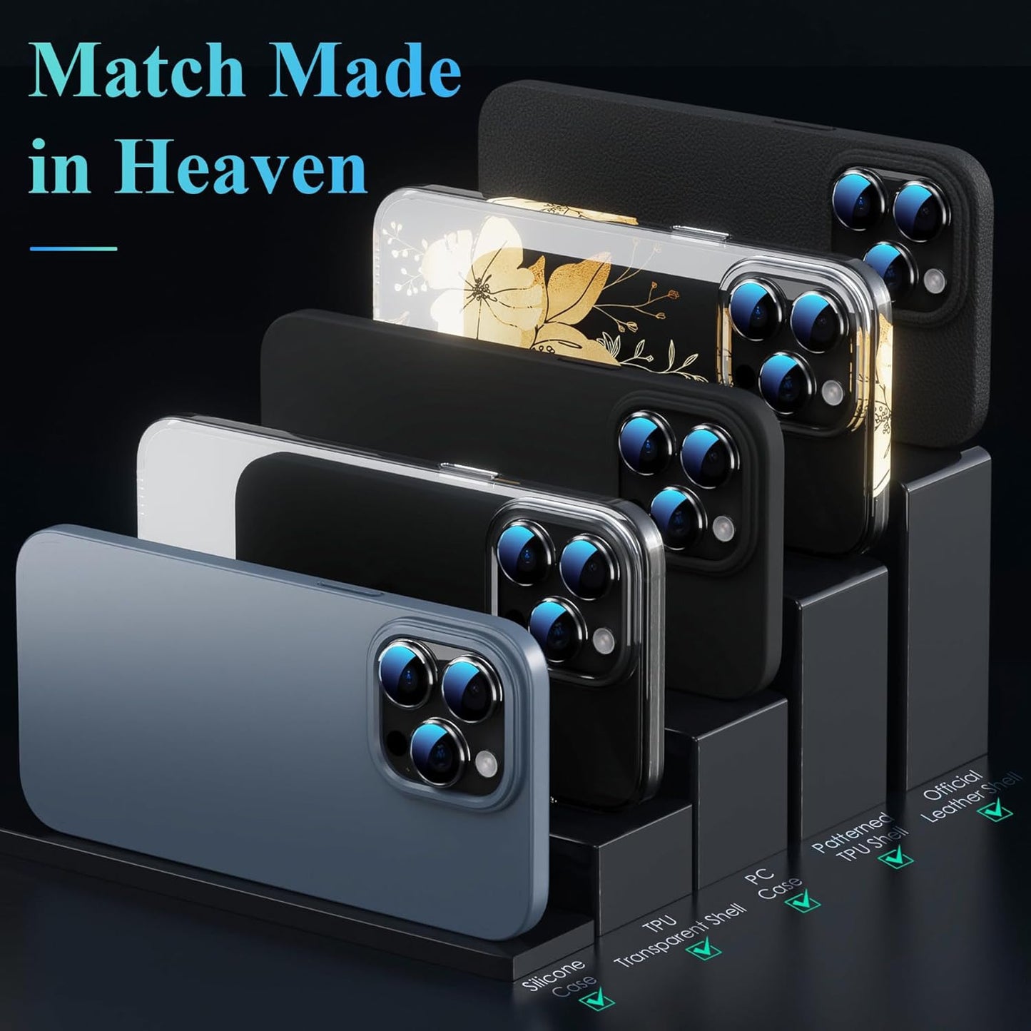 YWXTW Camera Lens Protector for iPhone 16 Pro/iPhone 16 Pro Max, [1 Step Installation Tray] Tempered Glass Screen Protector Metal Individual Camera Cover Accessories Case Friendly (Clear-2Pack)