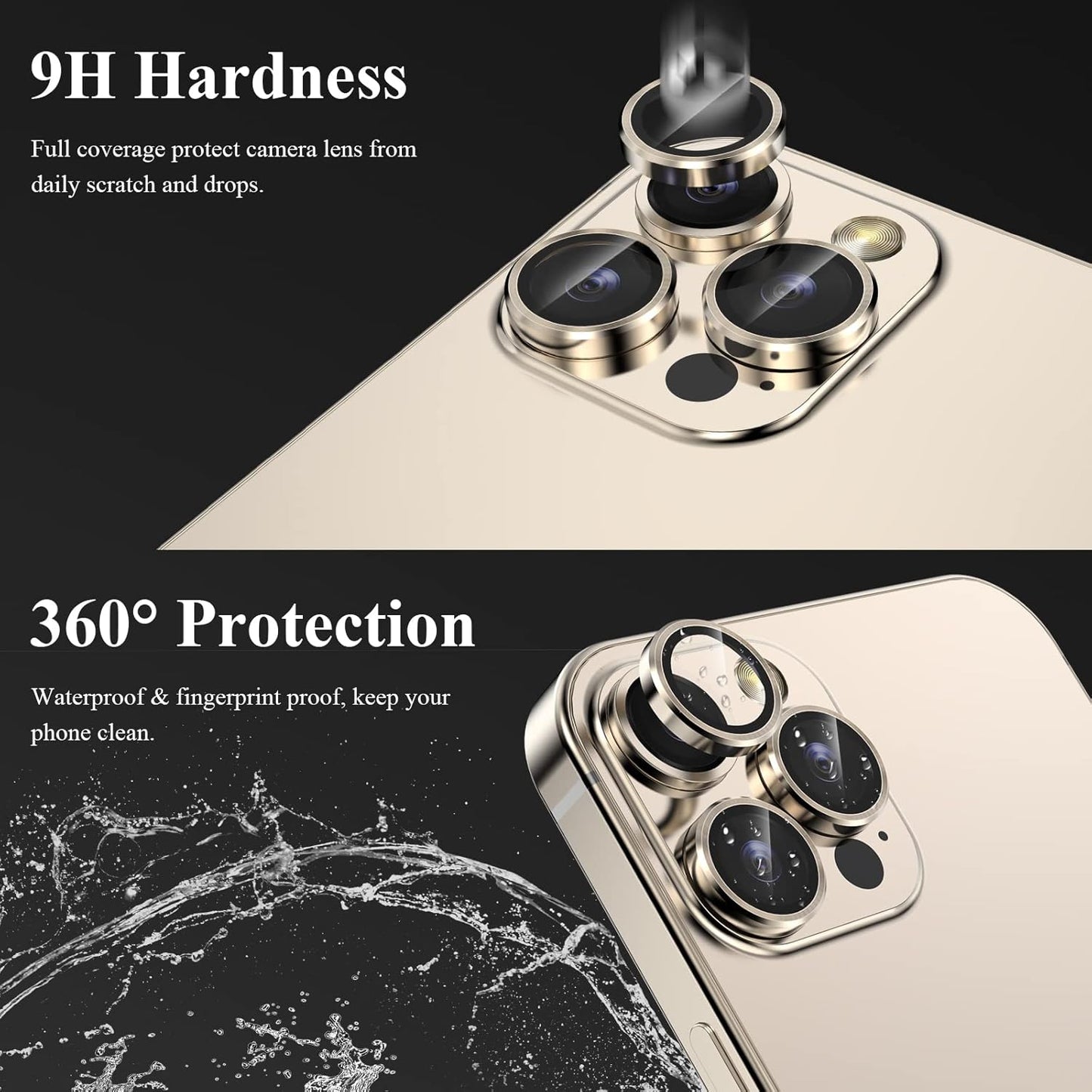 YWXTW Designed for iPhone 14 Pro Max Camera Lens Protector, for iPhone 14 Pro Camera Lens Protector, Individual Metal Anti Scratch HD Clear Case Friendly Tempered Glass Camera Cover, 1 Set