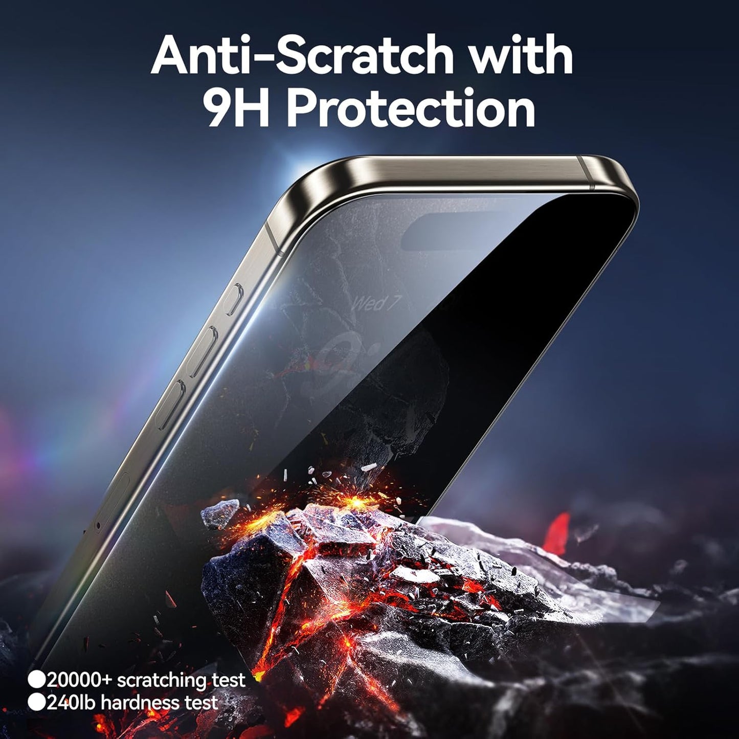 SMARTDEVIL 2+2Pack for iPhone 15 Pro Privacy Screen Protector with Camera Lens Protector,Shatterproof Tempered Glass[True 28°Anti Spy][9H Hardness][Automatic Dust-Elimination Install]