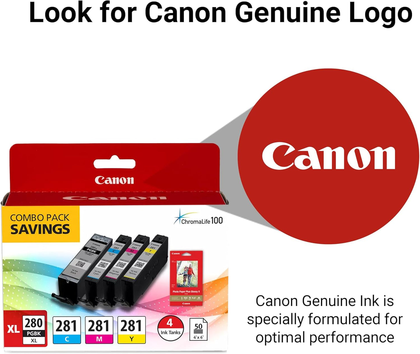 Canon PGI-280XL /CLI-281 Genuine Combo Pack with PP-301, Compatible with TR8520, TS9120,TS8120, TS6120, TS9521C/a, TS9520/a, TS8220, TS6220, TS8320, TS6320, TS702/a, and TR8620/a Series Printers