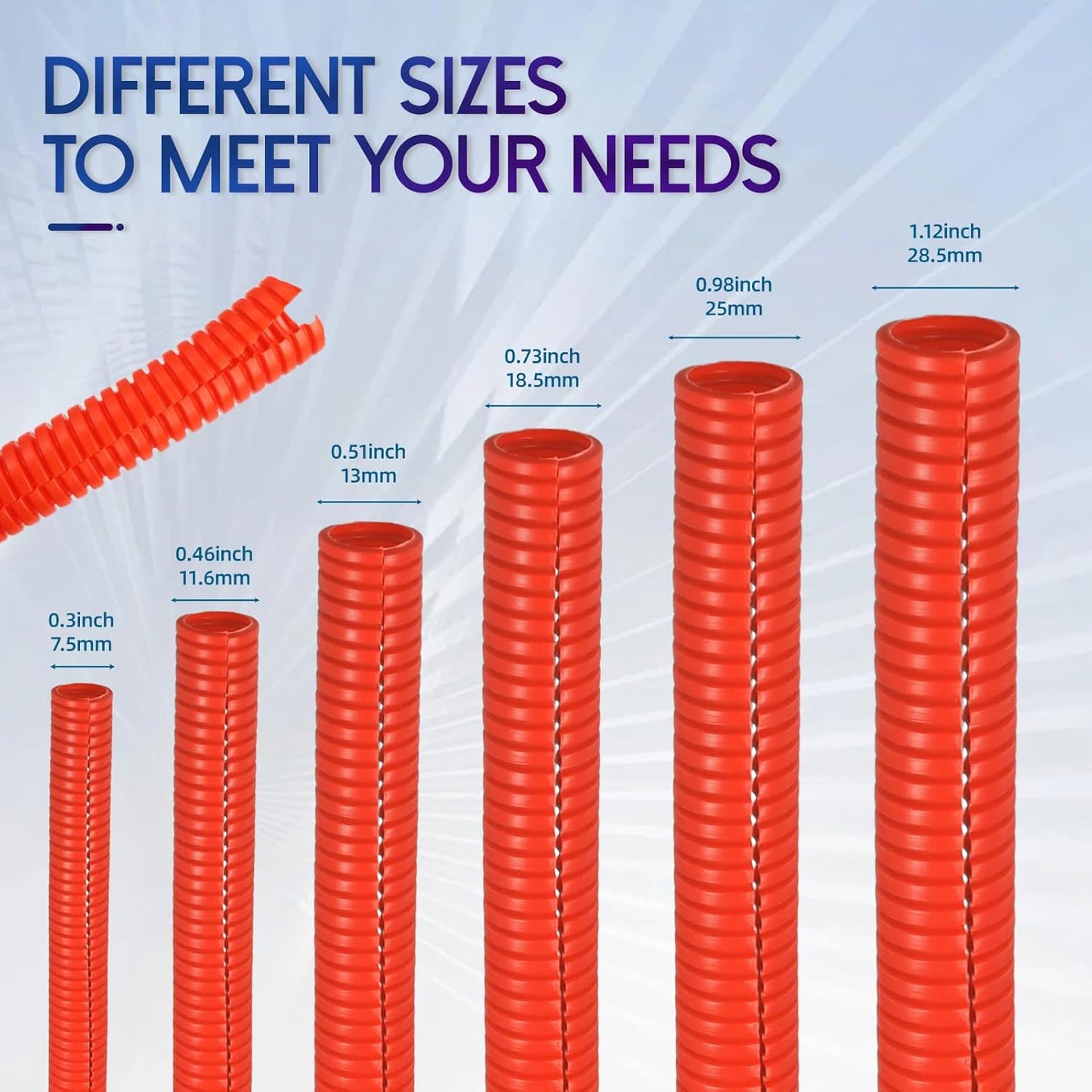 Split Wire Loom Tubing, 10,25ft Cord Protectors from Pets No Chew, Flexible Wire Covers Cord Protectors, Protective Split Cable Sleeve for Automotive Home Industrial Wires(Red, 1.12inch-25ft)