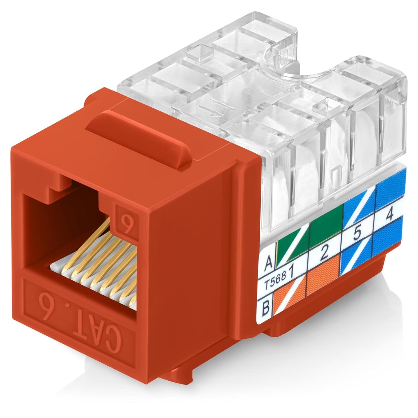 Everest 90° Angled RJ45 Cat6 Keystone Jacks 50-Pack in Orange - Slim Profile Female RJ45 Connectors - Cat 6 Keystone Jack - Compatible with 90° Angled Speed Termination Tool - easyJACK (B094WB91H3)