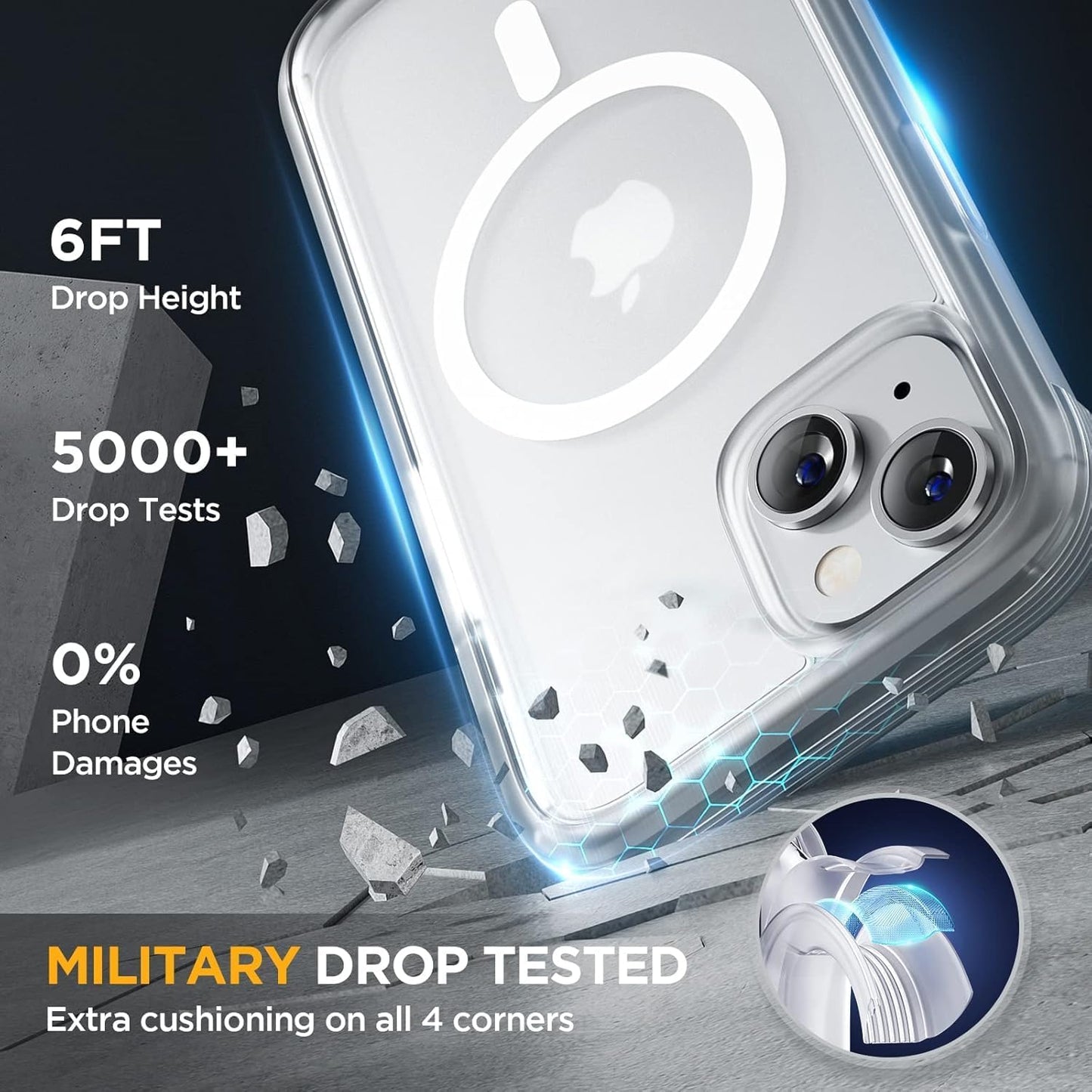 Miracase Magnetic Case for iPhone 13 Mini 5.4 Inch,with MagSafe,Built in Screen Protector,Full Body Protection(Matte Clear)