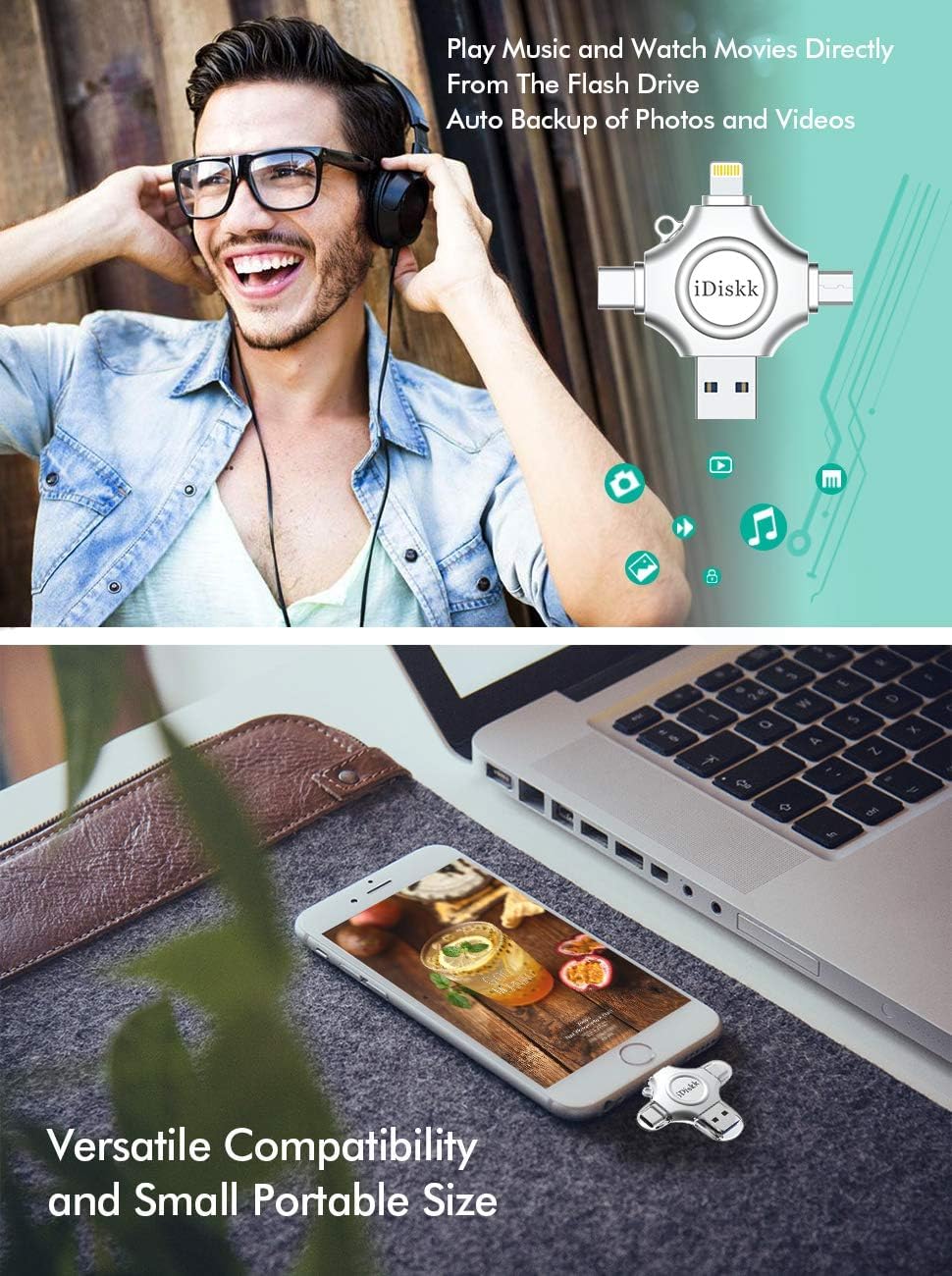 iDiskk App-le MFI Certified 512GB,Flash Drive for iPhone Photo Stick,for iPhone 15 and 16,Flash Drive for Photos and Videos,iPhone USB Storage,Photo Stick, for iPad Android Samsung (4 in 1)