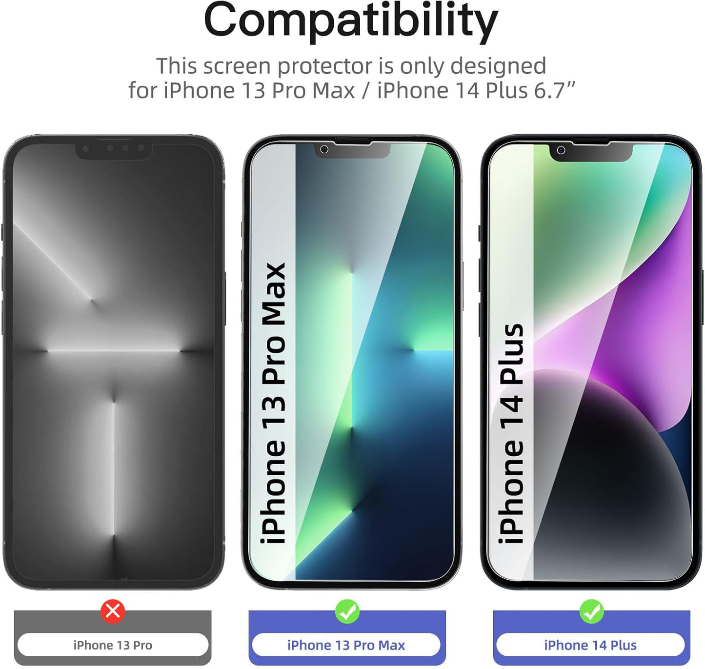 NEW'C 3 Pack Privacy for iPhone 13 Pro Max, iPhone 14 Plus Screen Protector (6.7"), Enhanced 28-Degree Privacy Angle, Ultra Durable 9H Hardness, Bubble-Free