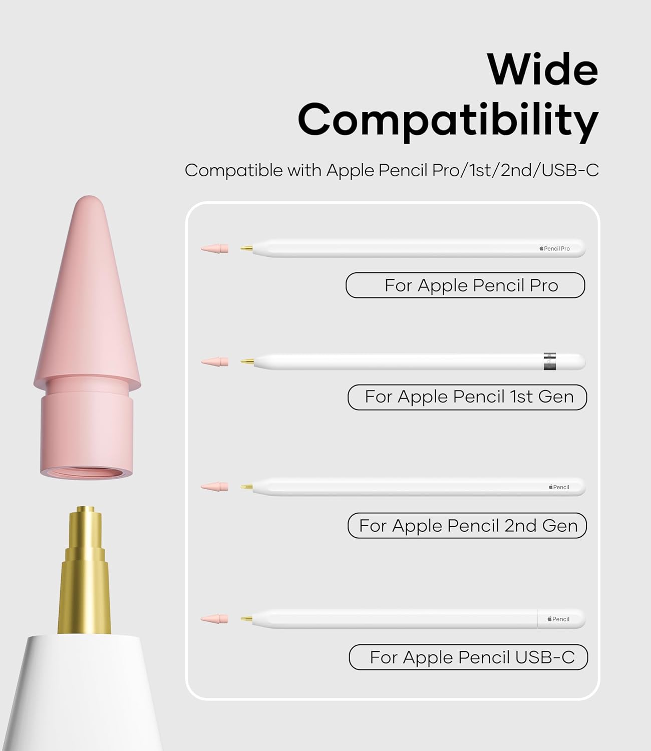 Replacement Pencil Tips for Apple Pencil Pro, Pen Tips for Apple Pencil 2nd Gen/1st Gen/USB-C, Wear-Resisting Pencil Nibs with Storage Box, Pen Nibs Set Compatible with Apple Pen (6 Pack, Pink)