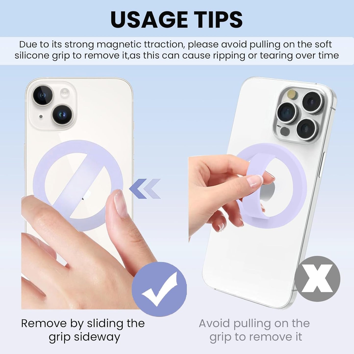 Magnetic Silicone Ring Grip Phone Holder, Loop Grip Phone Holder,Magnetic Phone Loop,Magsafe Phone Grip,Compatible with Magsafe for iPhone 16/15/14/13/12 Series (Purple)