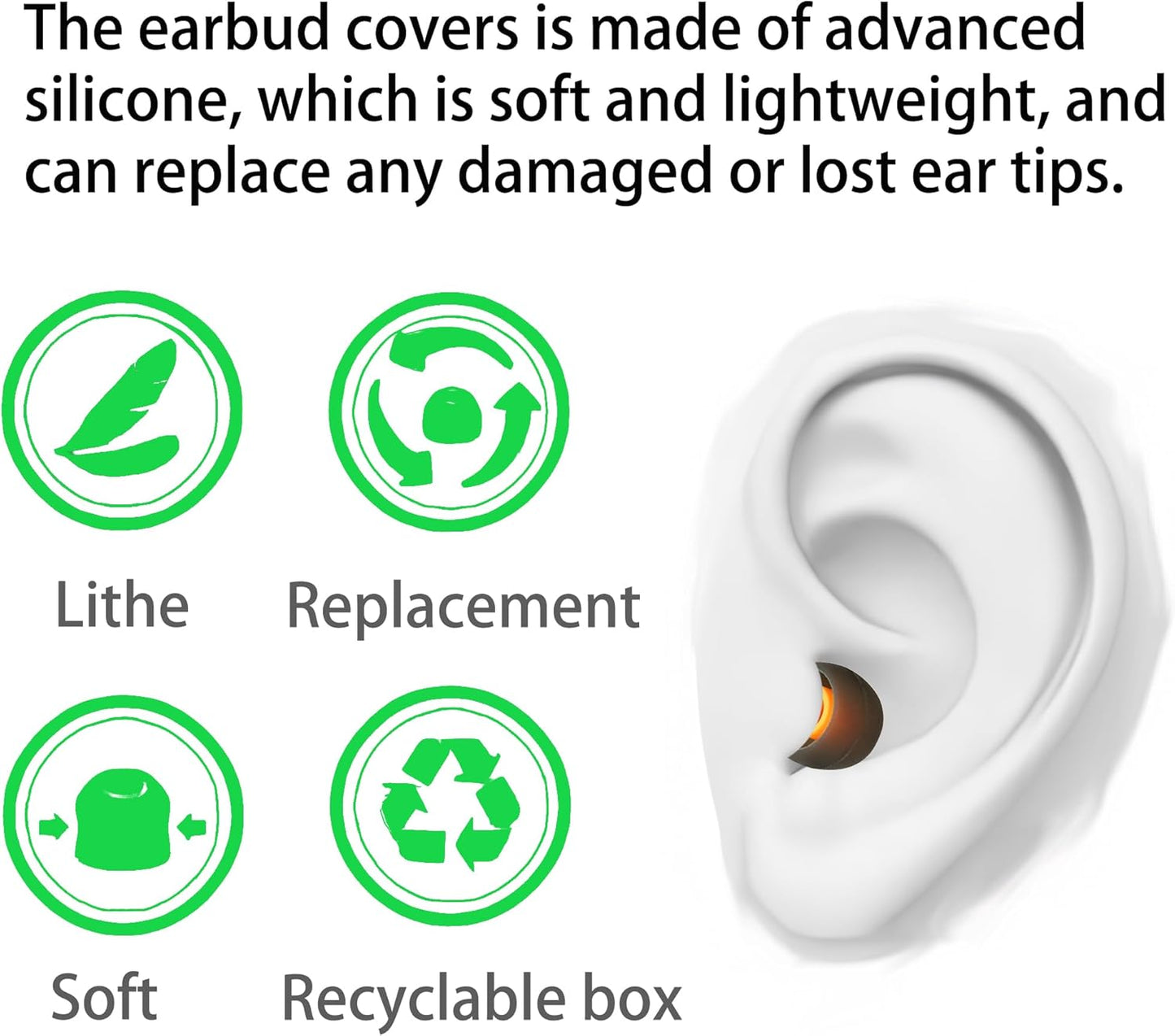 Earbud Replacement Tips Silicone Earbud Tips Ear Bud Covers Fit Most in-Ear Earbuds(Inner Hole 3.8mm -5.1mm) Headphone Rubber Tips Eartips 9 Pairs S M L