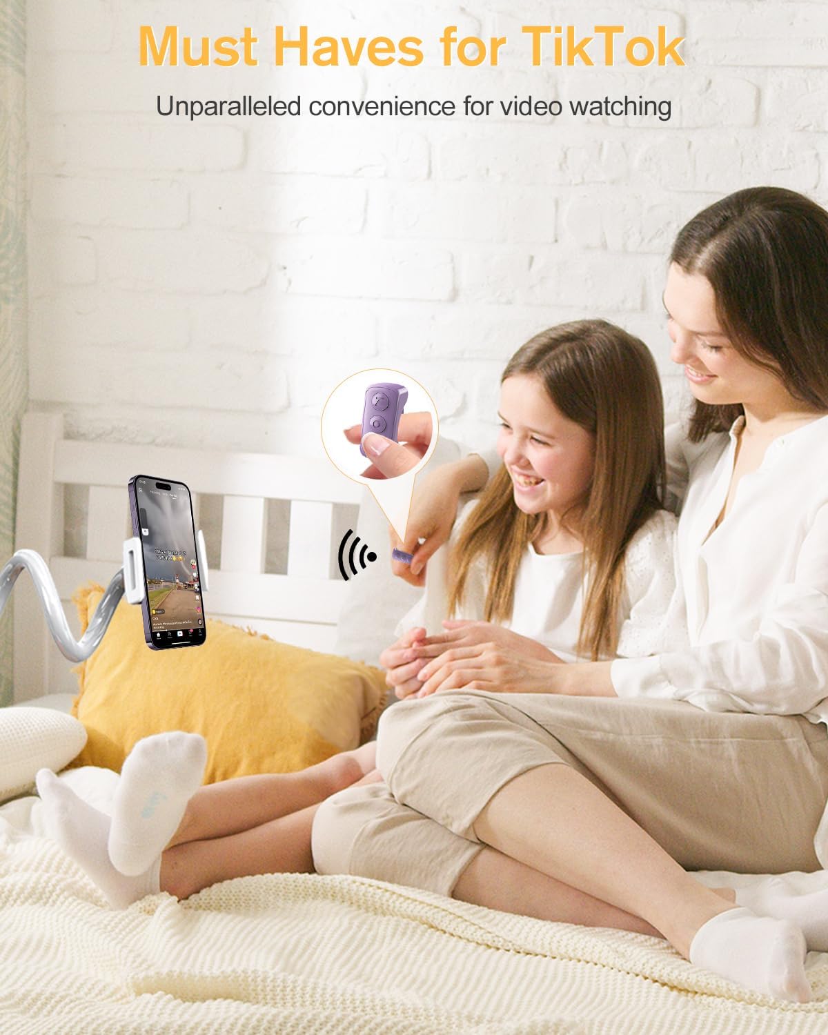 ADZERD Remote Control for TikTok, Page Turner for iPhone/iPad, Bluetooth Camera Video Recording Remote, Scrolling Ring for TIK Tok, Compatible with iOS/Android Phones & Tablets - Purple