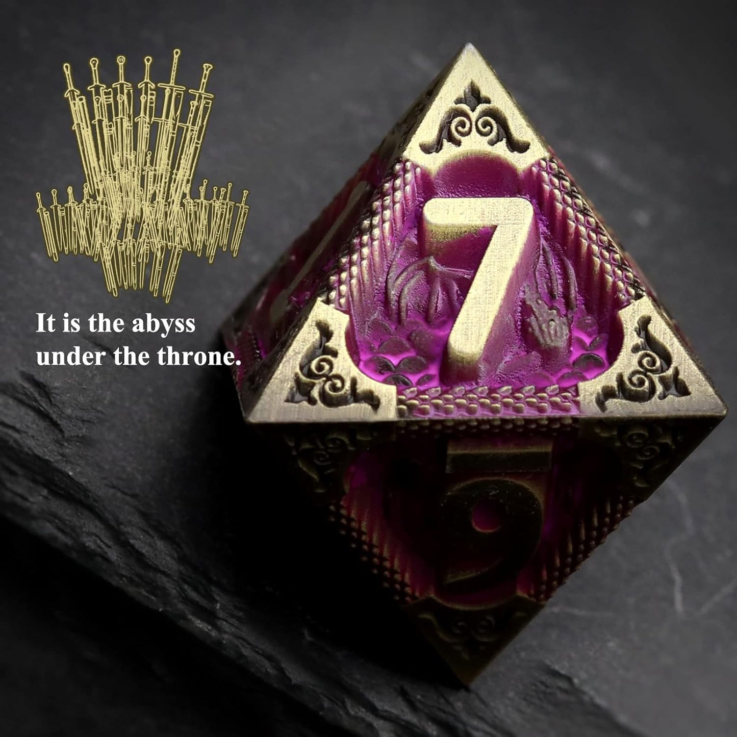 Haxtec Metal Dice Set Purple Black Dragon Pattern Metal DND Dice with Leather Dice Bag Polyhedral D&D Dice Compatible with Dungeons and Dragons TTRPG Gifts