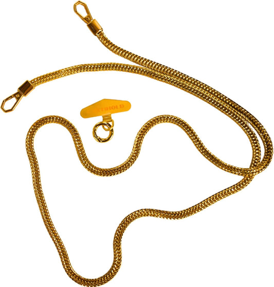 Crossbody Phone Chain - Secure Tether - Trendy Gold-Colored Foxtail - Hands-Free Chic Phone Lanyard Strap - Anti-Theft - Universal Compatability