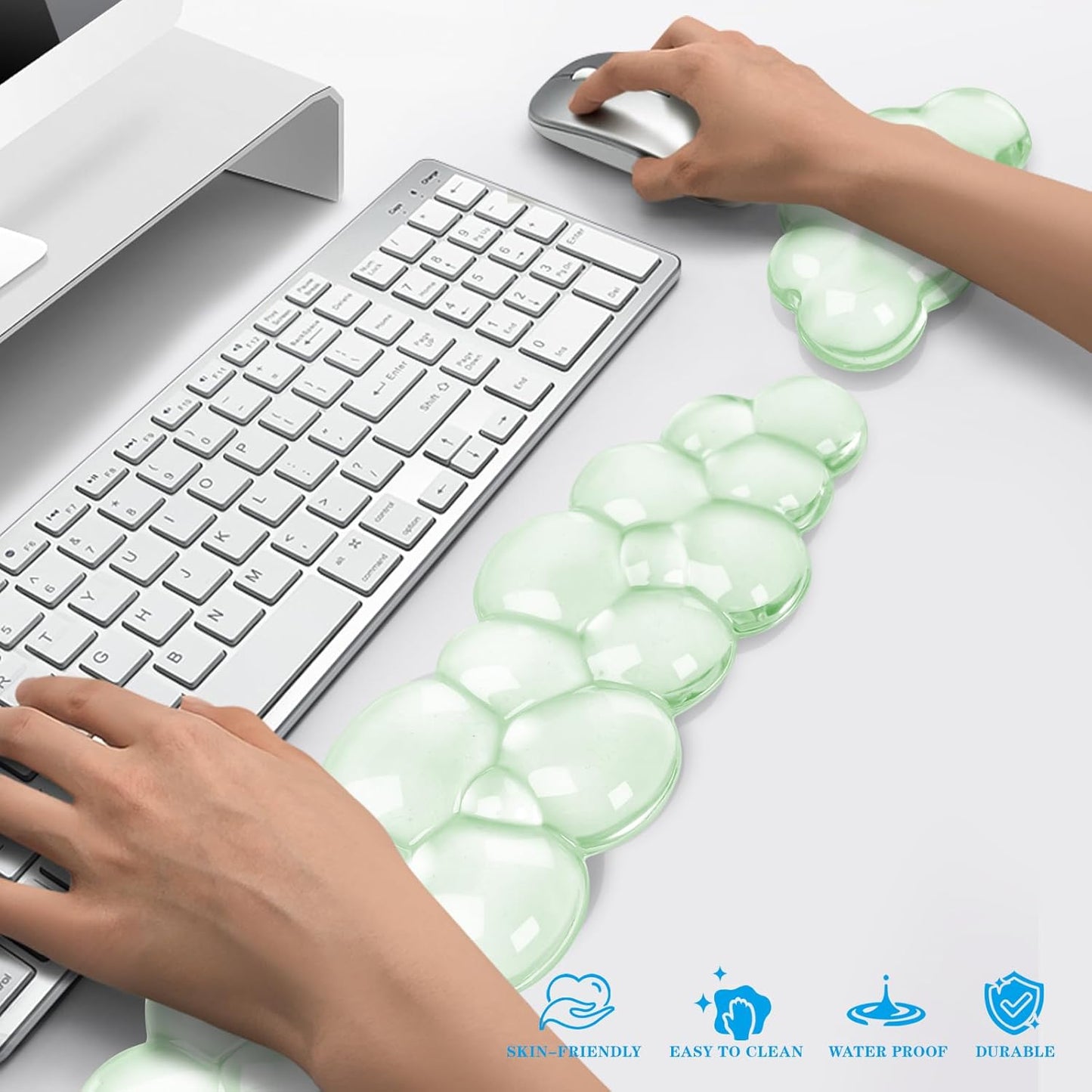 Gel Cloud Keyboard and Mouse Wrist Rest, Cute Wrist Support and Arm Support Keyboard Rest for Keyboard and Mouse Typing Pain Relief，Suitable for Office/Computer/Laptop/Gaming （Green）