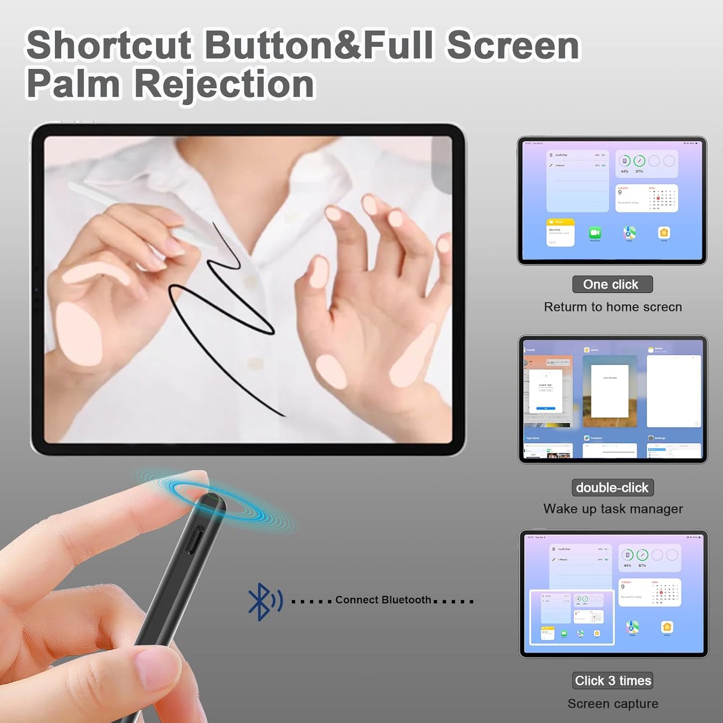 Pencil 2nd Generation for iPad 2018-2024 with Magnetic Wireless Charging Compatible with Apple iPad Pro 13”(M4)/12.9”/11”,iPad Air 6(M2)/5/4/3,iPad mini 7(A17 Pro)/6/5,iPad10/9/8/7/6 Black