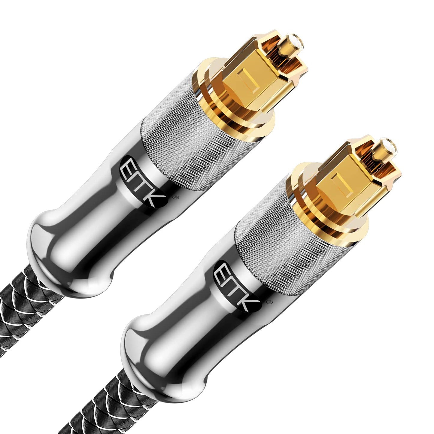 EMK 24K Gold-Plated Optical Audio Cable [22ft/7M] - Digital Toslink SPDIF Cable Compatible with Soundbar to TV, Home Theater - High-Speed Fiber Optic Cable (Silver)