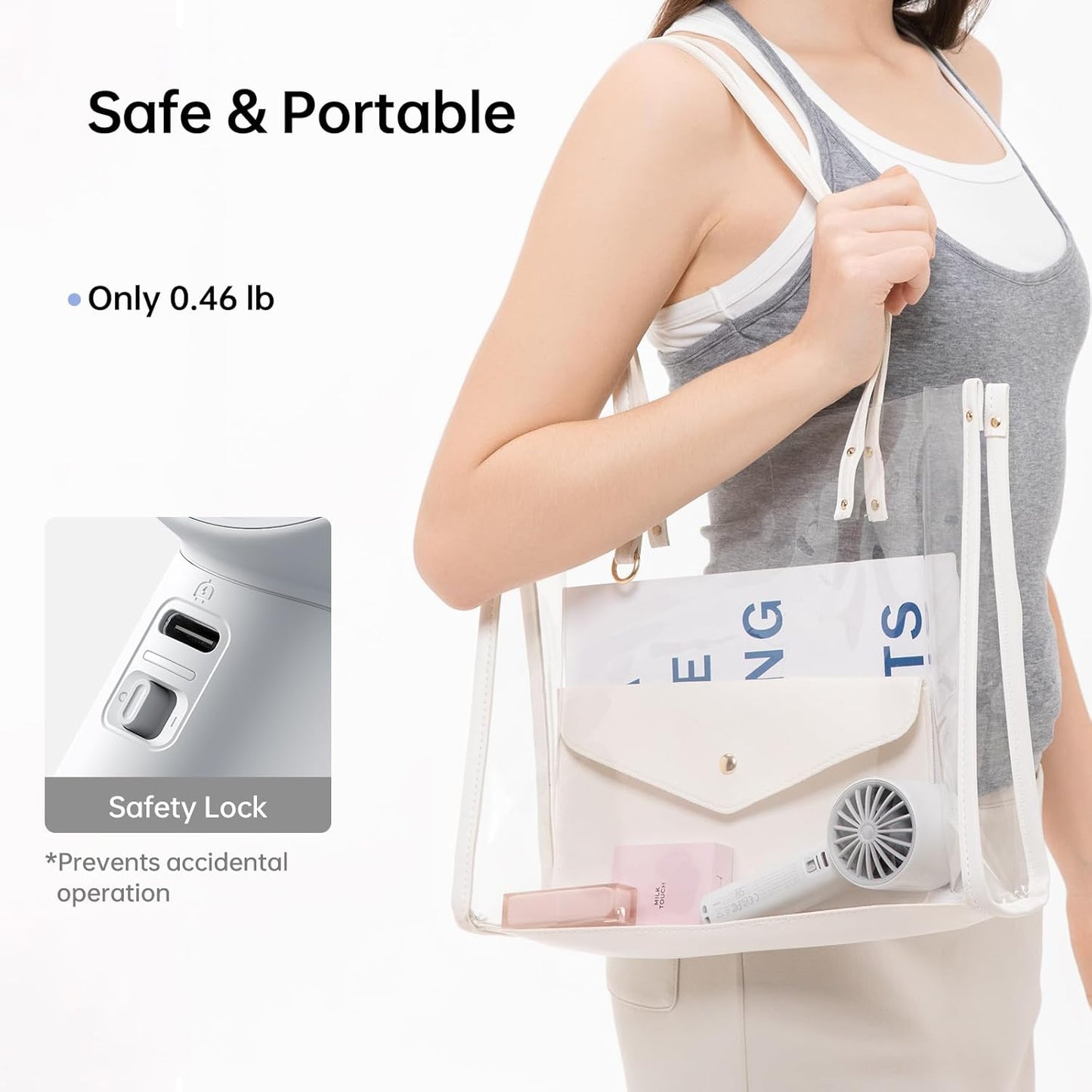 JISULIFE Handheld Turbo Fan, 5000mAh Rechargeable Portable Fans,Up to 28 Hours Working,5 Speed Strong Wind,Personal Mini Fan for Travel Outdoor Camping Beach Makeup（Gray）