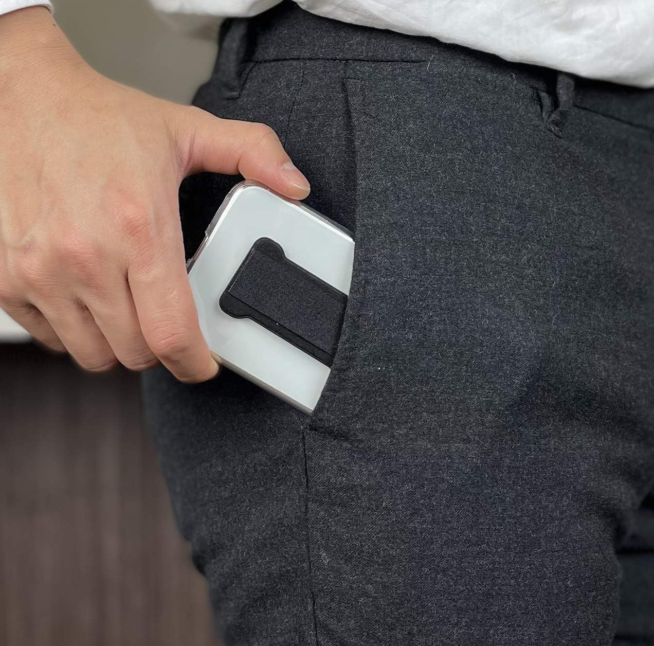 Phone Grip Holder for Hand, Universal Finger Strap Phone Holder, Finger Selfie Grip Compatible with Most Smartphones - 3Pack(Black)