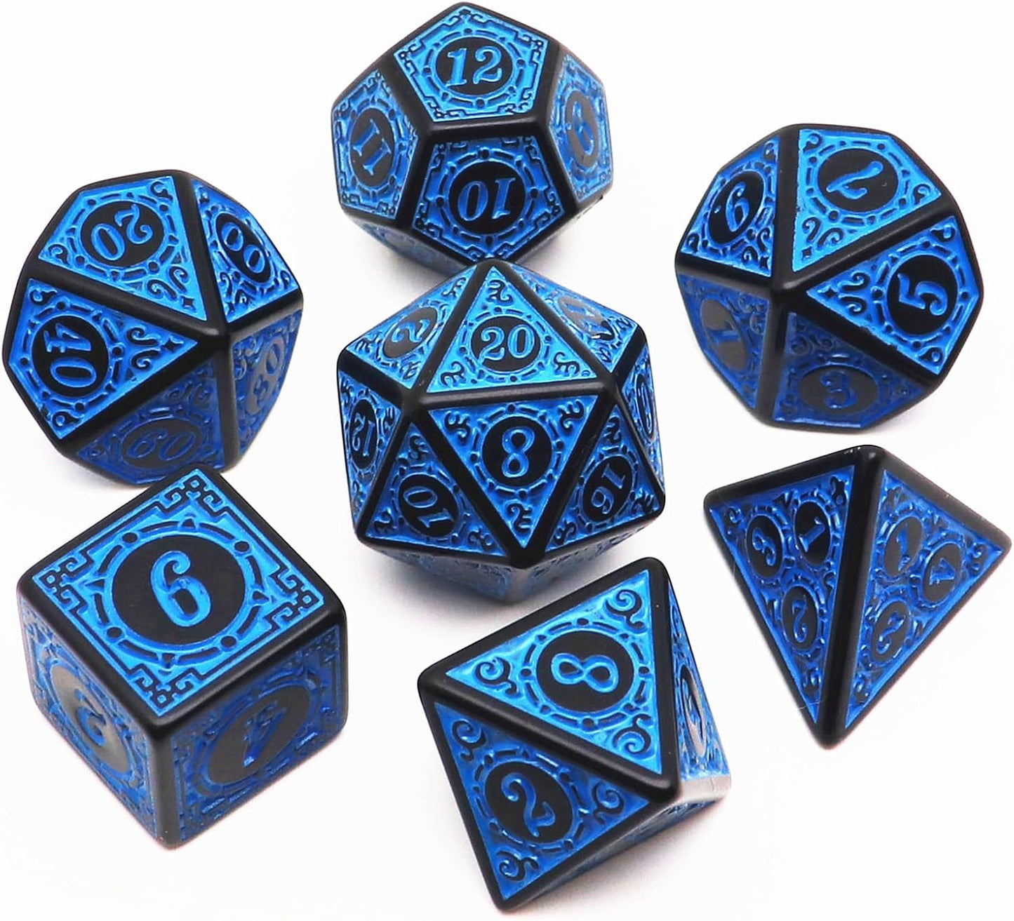 Polyhedral DND Dice Set, 5 Pack Dice Sets Fit for Dungeons and Dragons D&D RPG Games 7-Die Polyhedral Dice with Vintage Pattern 35 Pieces (5 Colors with White)
