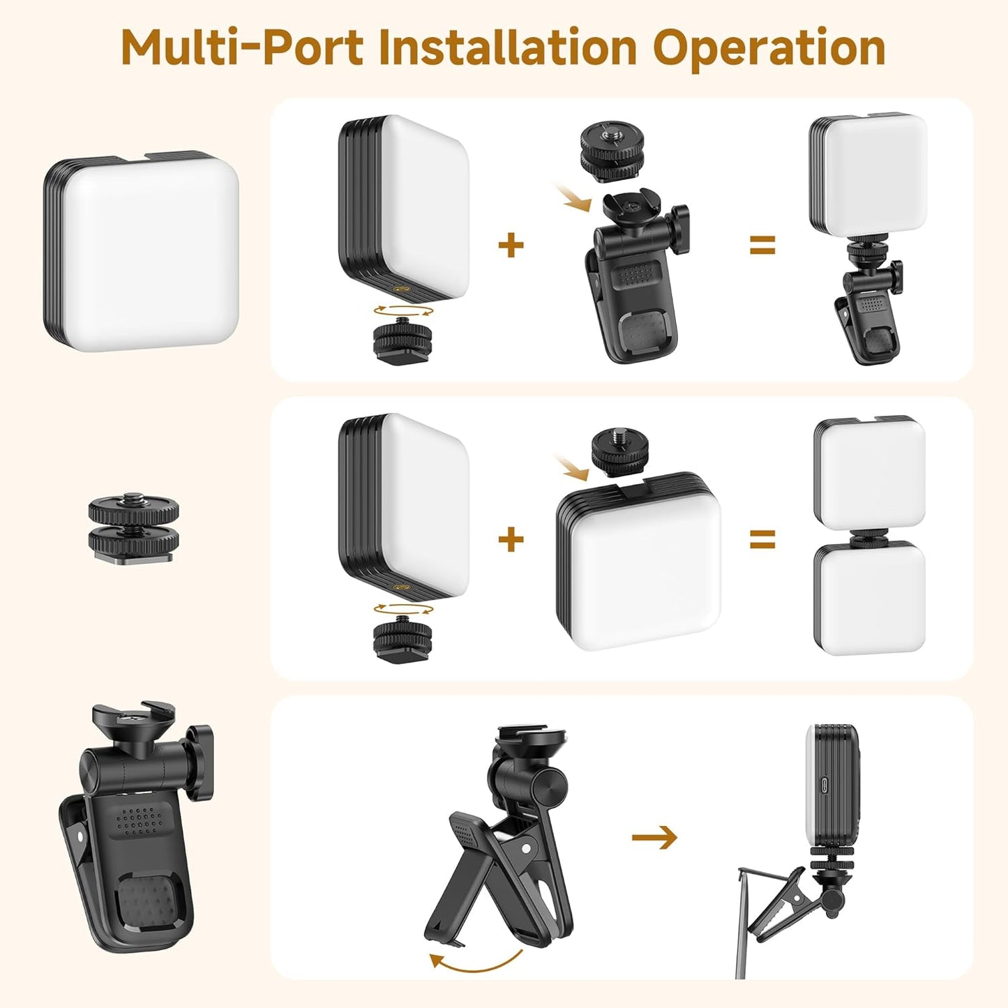 80 LED Selfie Light with 3 Modes, Portable Phone Light with Clip & 1/4 in Screw Hole, Rechargeable Clip Fill Video Conference Selfie Panel Lights for Phone/Camera/iPad/Laptop/TikTok