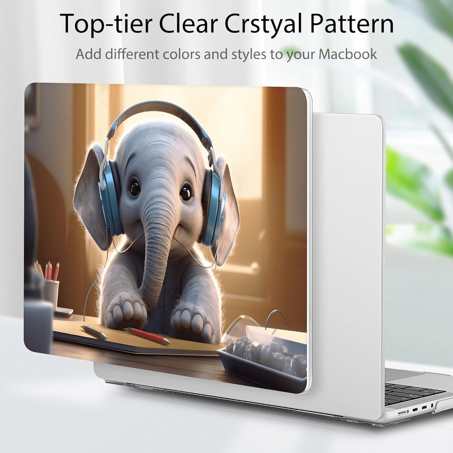 Tuiklol for M4 MacBook Pro 14 Inch Case 2024-2021 Release A3112 A3401 A3185/M3 A2918 A2992/M2 A2779/M1 A2442 Pro/Max Chip,Hard Shell Case with Screen Protector for Touch ID, Elephant