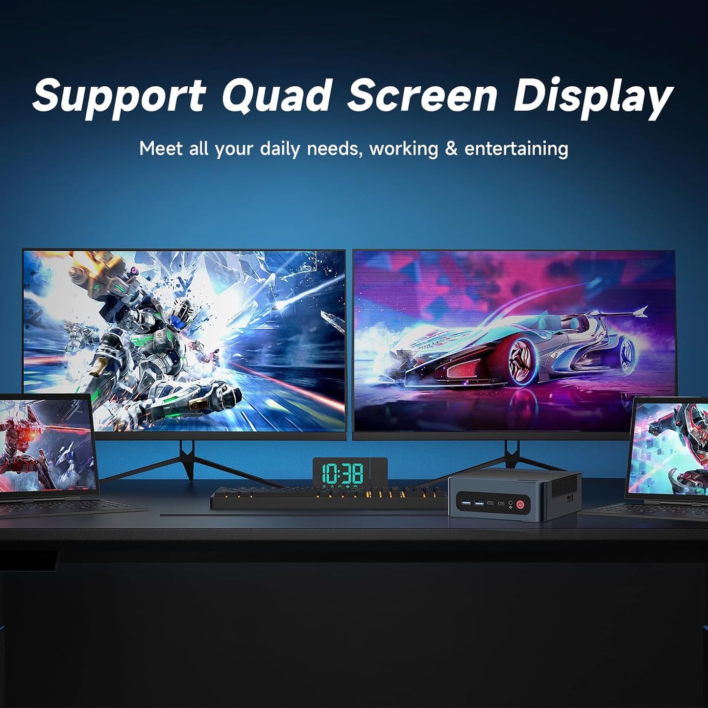 Reatan A8 Mini PC AMD Ryzen 7 8745H 32GB RAM DDR5 1TB SSD (3 Year After-Sale Support) 8C/16T，up to 8K Quad-Screen Displays, WiFi 6E, OCuLink Mini Computers for Gaming Home Theater Office Business