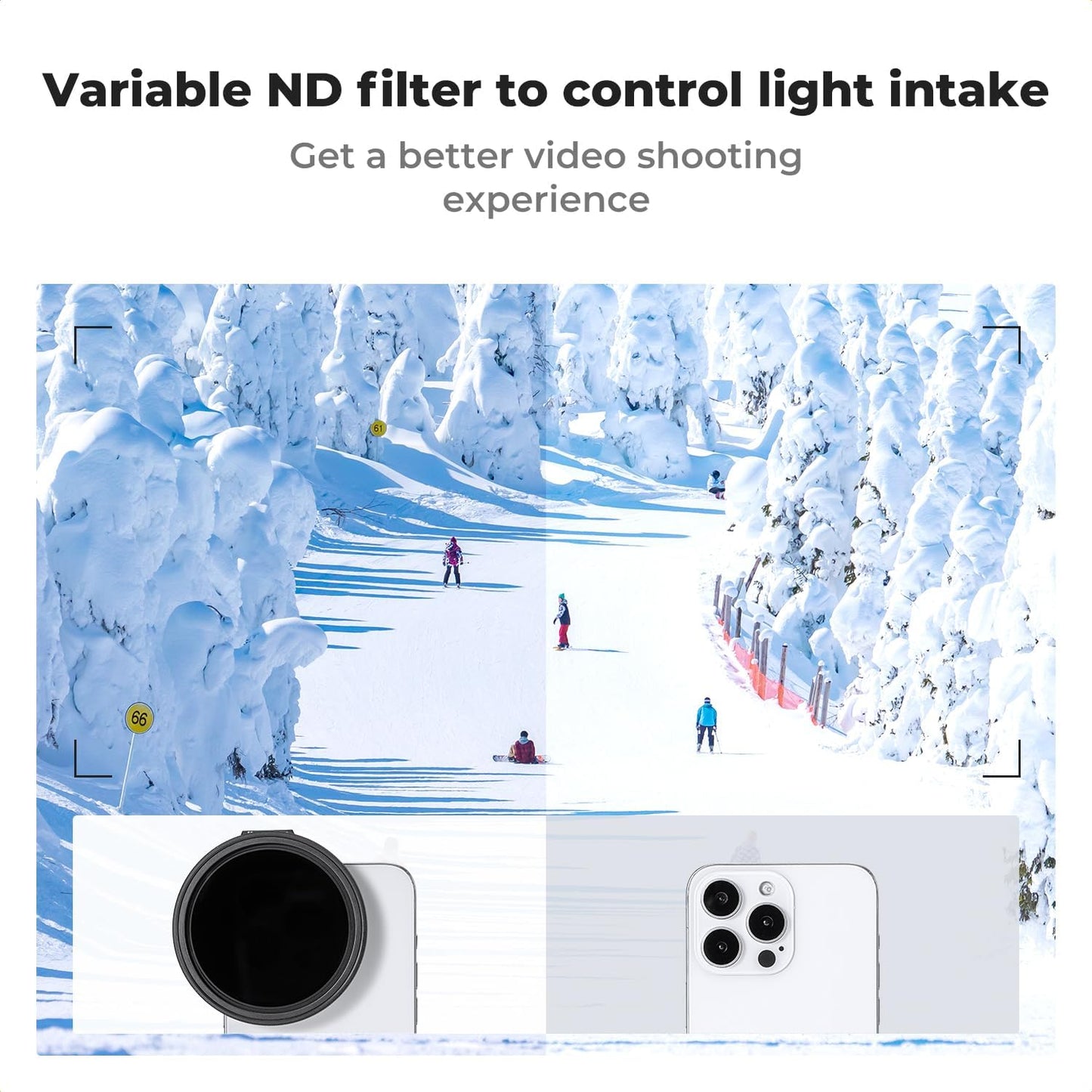 K&F Concept Clip On 67mm Variable ND2-32 Magnetic Phone Lens Filter Kit, Phone Clip with Magnetic Adapter Ring/Cold Shoe/Locking Knob, Neutral Density Filter for iPhone 16 15 Pro Max 14 13