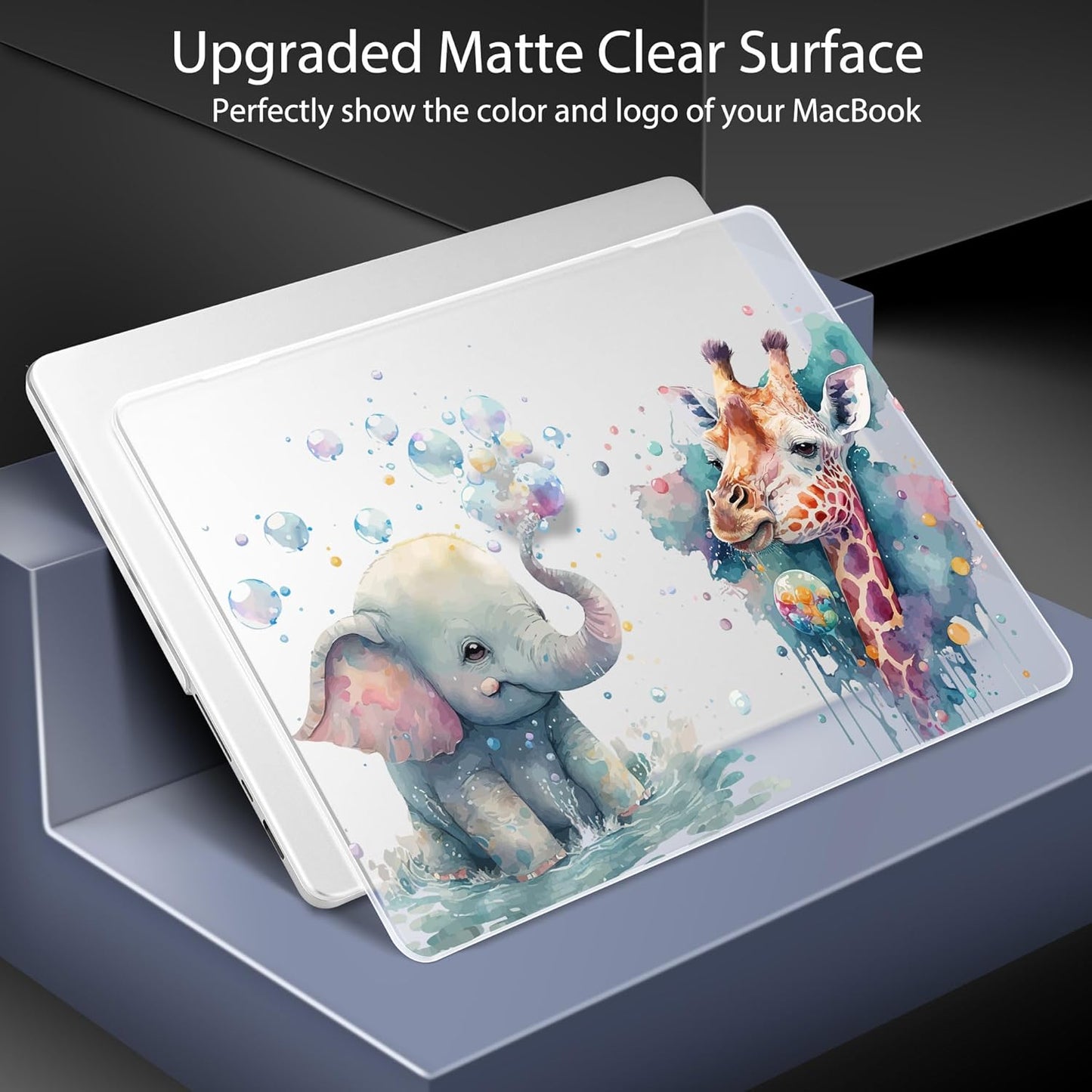 for MacBook Pro 16 inch Case 2021 2022 2023 2024 Release A3186 A3403 M4 A2991 M3 A2780 M2 A2485 M1 Pro/Max, Hard Shell Case with Screen Protector & Keyboard Cover, Elephant & Giraffe