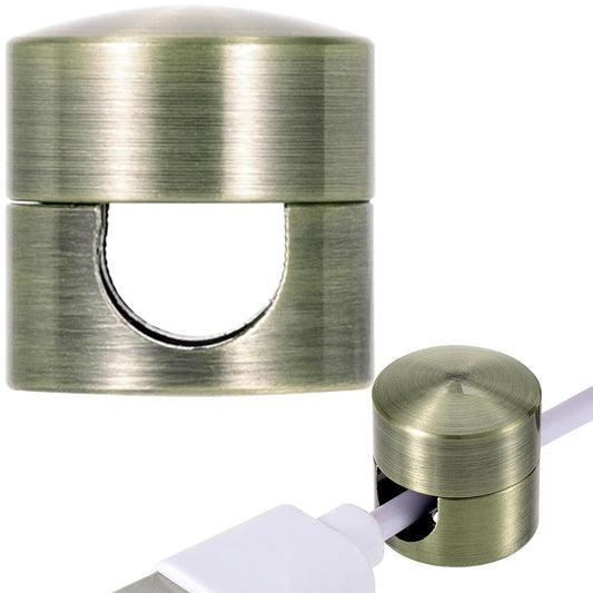 1 Set Charger Holders for Cords, Antique Copper Color Adjustable Cable Anchor Holders, Adhesive Metal Cord Clips, Cable Management Wire Organizers for Desk, Office, Nightstand