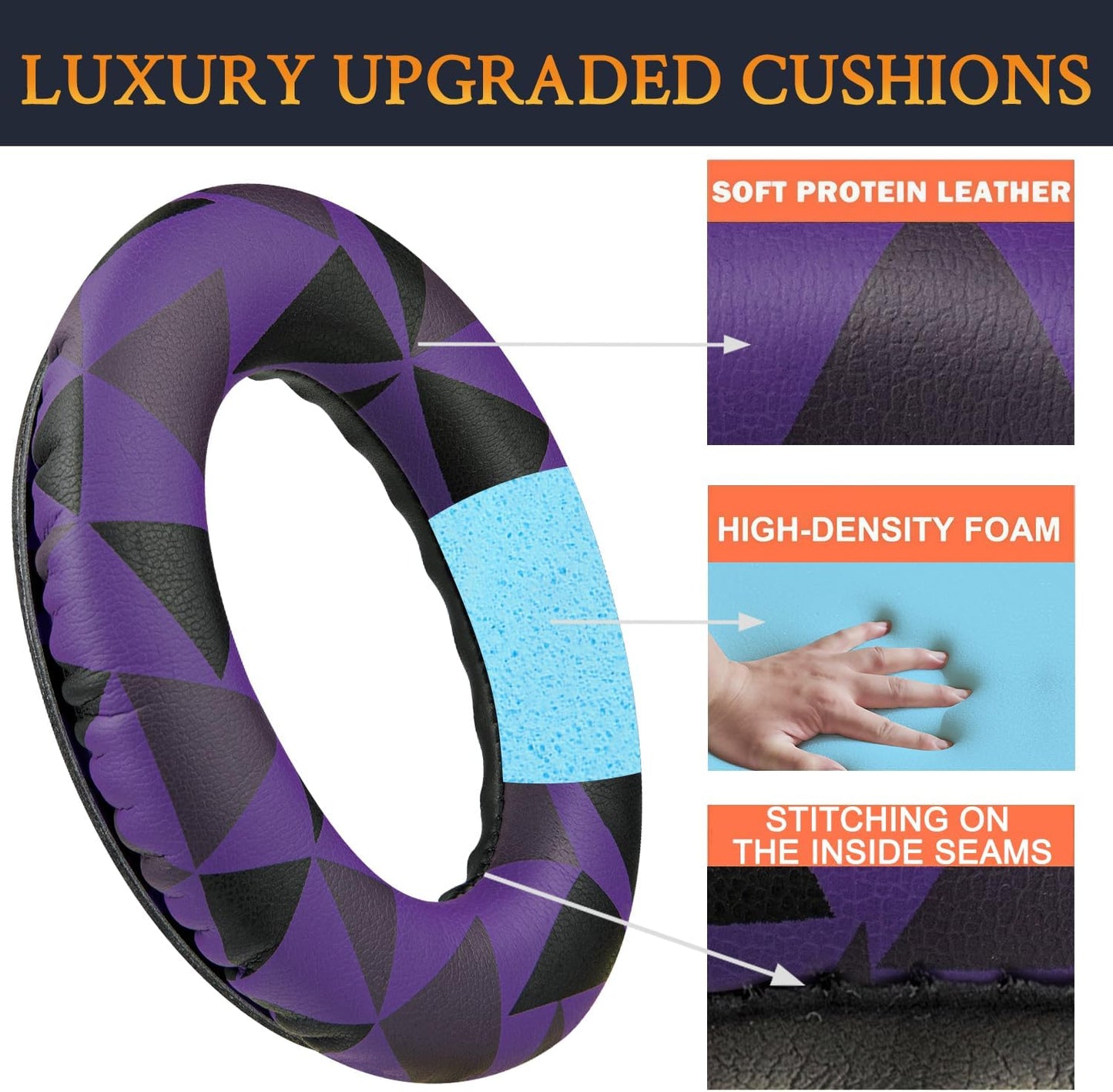 SoloWIT Replacement Earpads Cushions for Bose QuietComfort 35 (QC35) & Quiet Comfort 35 II (QC35 ii) Headphones, Ear Pads with Softer Leather, Noise Isolation Foam, Added Thickness (Purple Black)