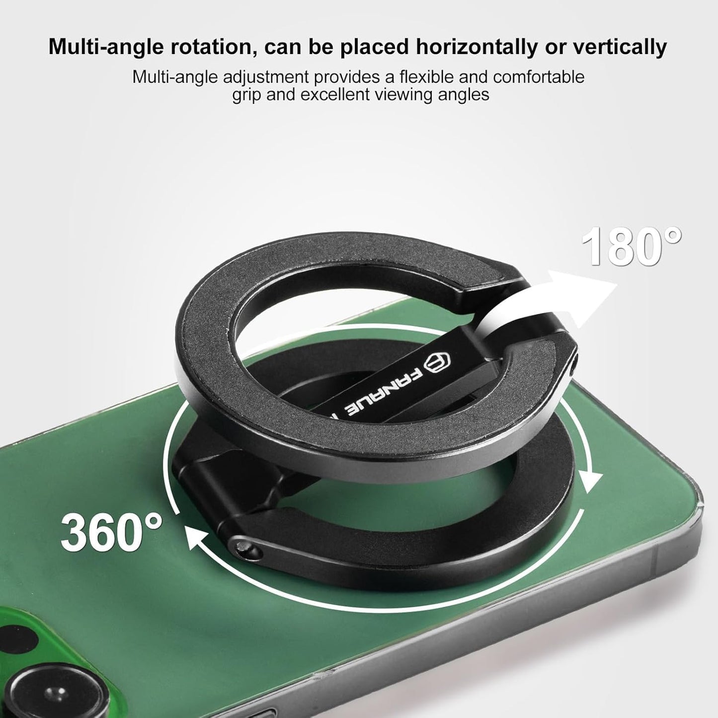 Magnetic Ring Phone Holder for iPhone 16,Double Ring Adjustable Cell Phone Stand,Magnetic Phone Holder 360° Rotation Portable Mount for iPhone 15 14 13 12 Pro Max,Mag/Safe Case,Gym,Golf Cart