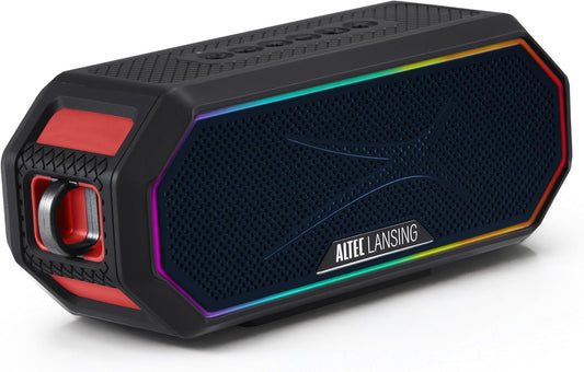 Altec Lansing Magnetic Bluetooth Speaker HYDRAJOLT 2.0, Waterproof IP67, 12W Output Power, 16H Battery, Multicolor LED, 100ft Wireless Range, Voice Assistant, USB-C Quick Charge