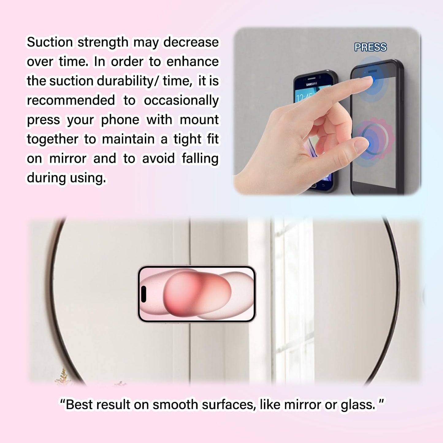 2 Pack Double Sided Silicone Suction Cup Phone Case Mount, Hands-Free Silicon Phone Grip with Higher Suction Power for Selfies and Videos, Non Slip Phone Accessories, Purple