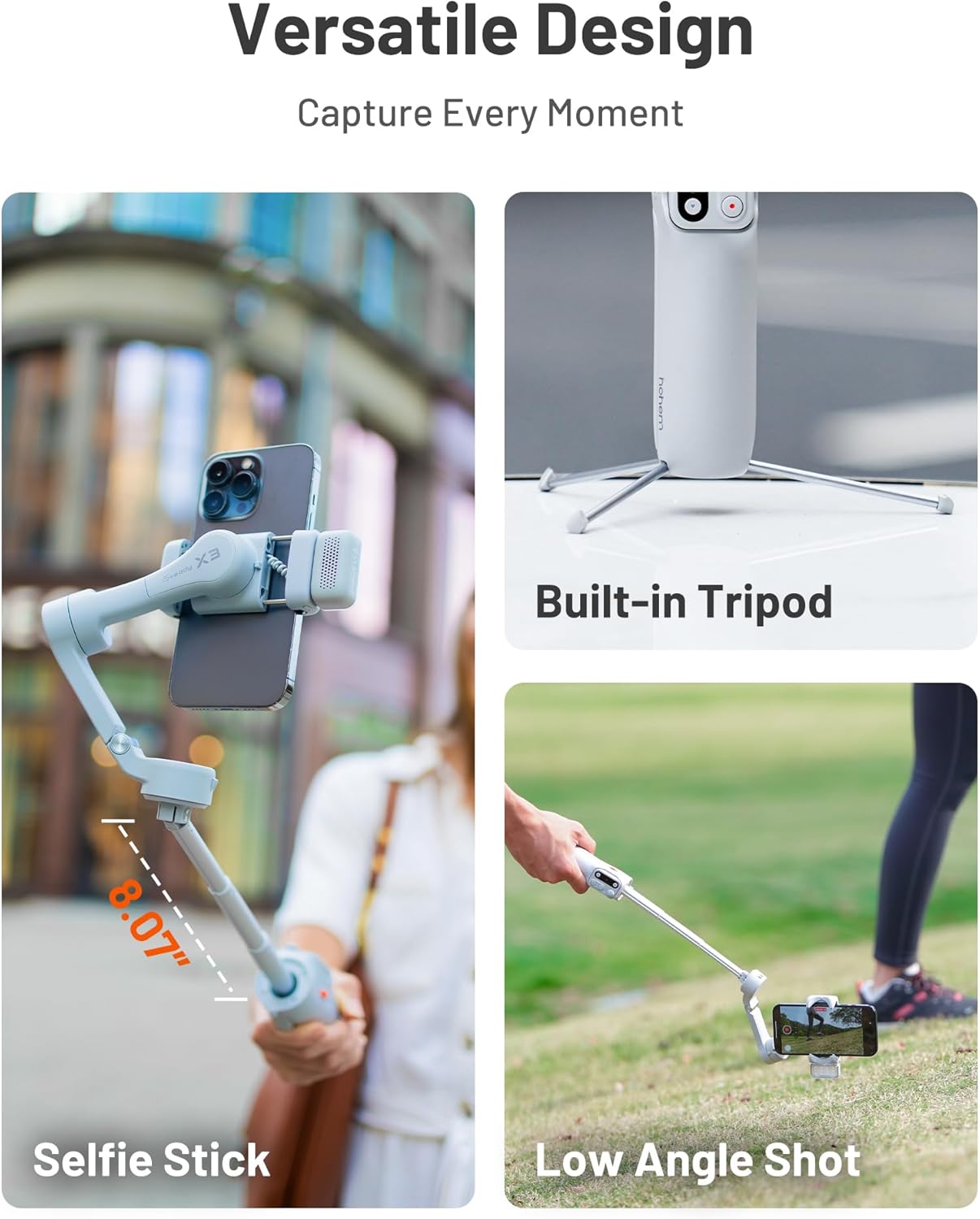 Hohem iSteady X3 Gimbal Stabilizer for iPhone, Foldable Phone Gimbal Object Tracking, Remote Control, 3-Axis Phone Stabilizer Built-in Extendable Rod & Tripod, Fill Light for Video Recording, YouTube